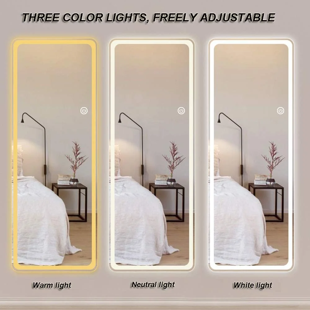 آینه حمام QDDVGTGDS، آینه حمام دیواری، آینه تمام قد با سوئیچ لمسی با نورپردازی، آینه LED با کیفیت HD و صرفه جویی در انرژی، مناسب برای ورودی/اتاق خواب/اتاق پرو