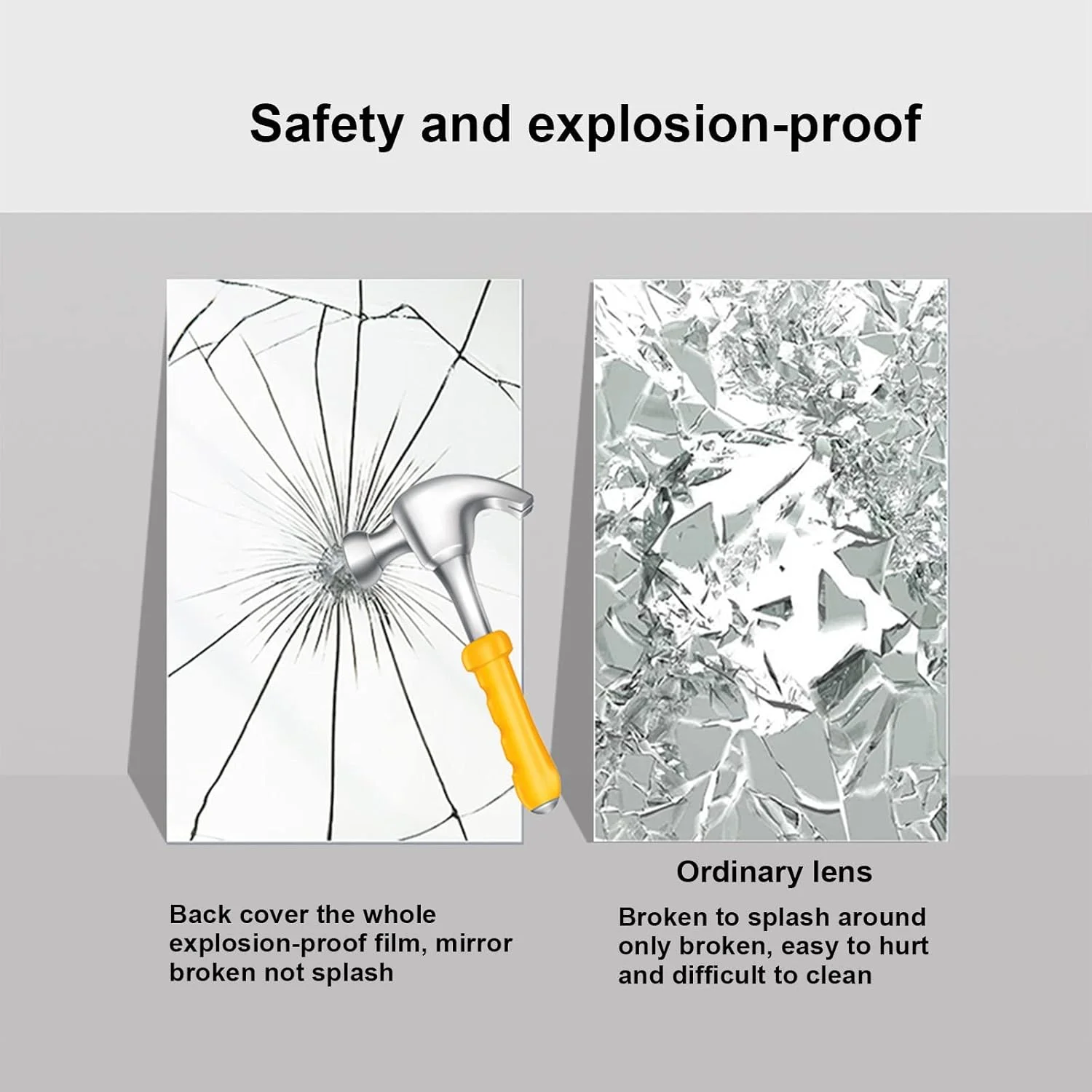 آینه حمام LED نیم دایره ای QDDVGTGDS، آینه هوشمند دیواری، آینه روشویی حمام با نور، آینه نقره ای HD 5 میلی متری ضد انفجار، نور سفید 70/80