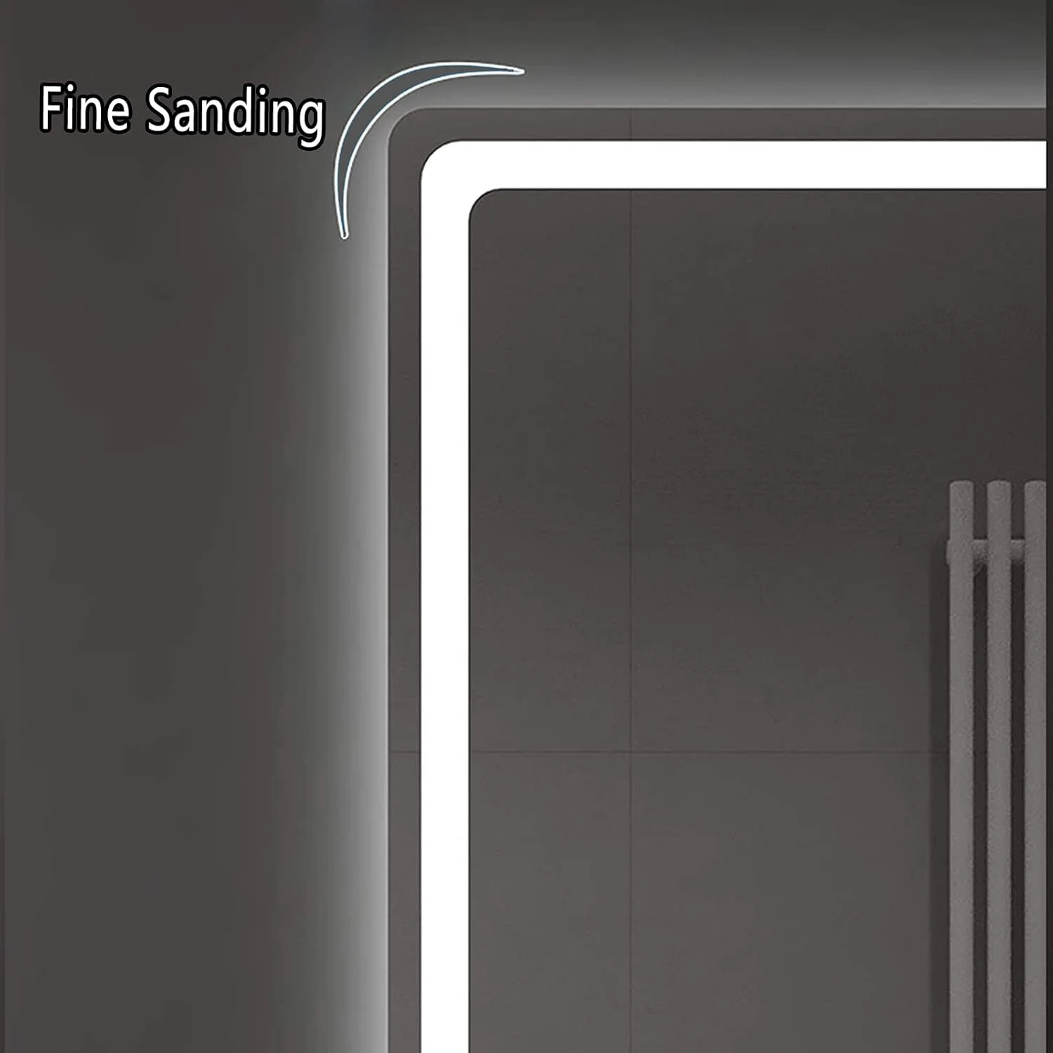 آینه مستطیلی حمام QDDVGTGDS با نورپردازی LED، آینه دیواری با کلید لمسی، ضد بخار، نور سفید، آینه دیواری LED، صرفه جویی در انرژی، نصب شده روی دیوار