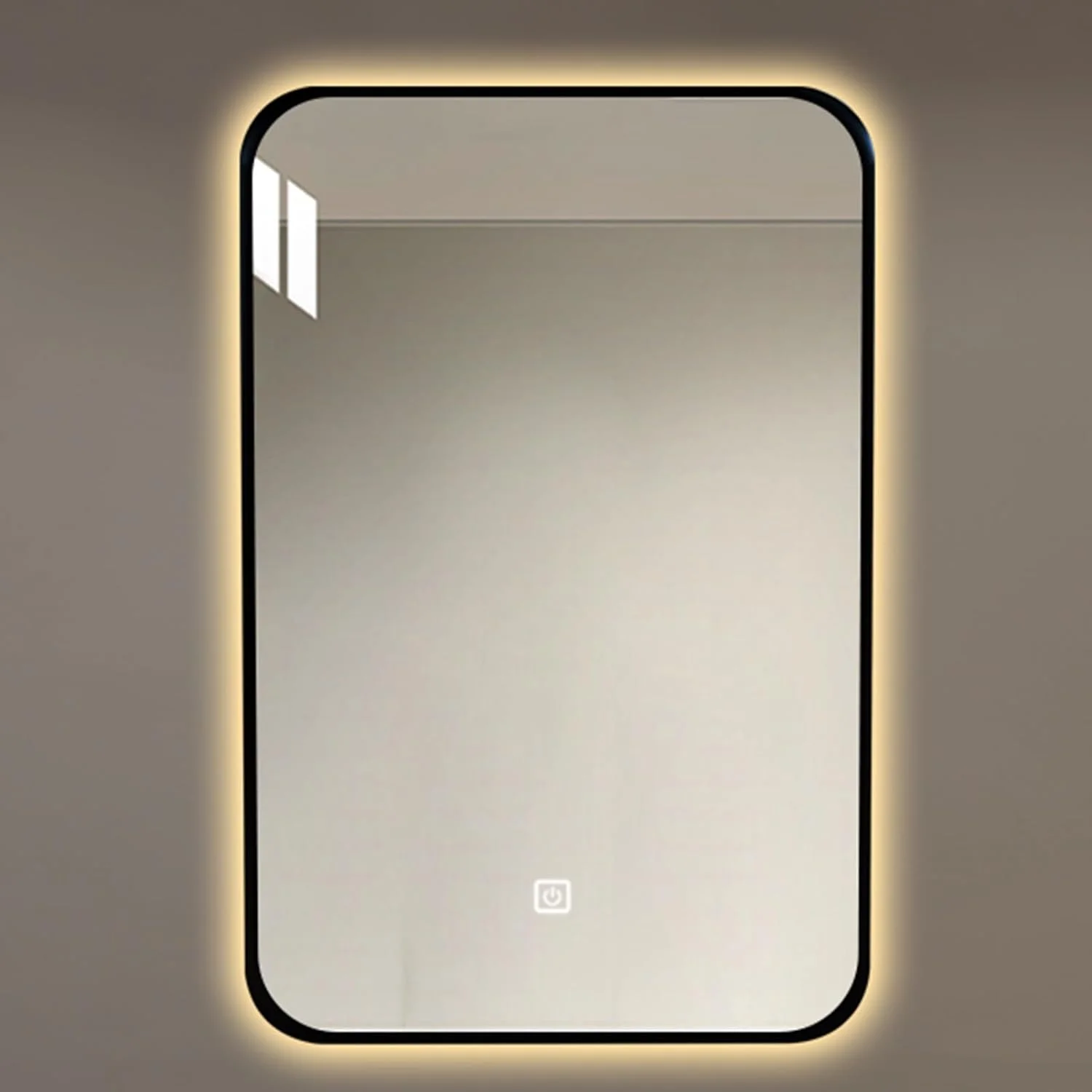 آینه دیواری قاب دار QDDVGTGDS برای حمام، آینه LED حمام با قاب فلزی، آینه دیواری تزئینی مستطیلی، آینه آرایش با قاب آلیاژ آلومینیوم مشکی، سه رنگ