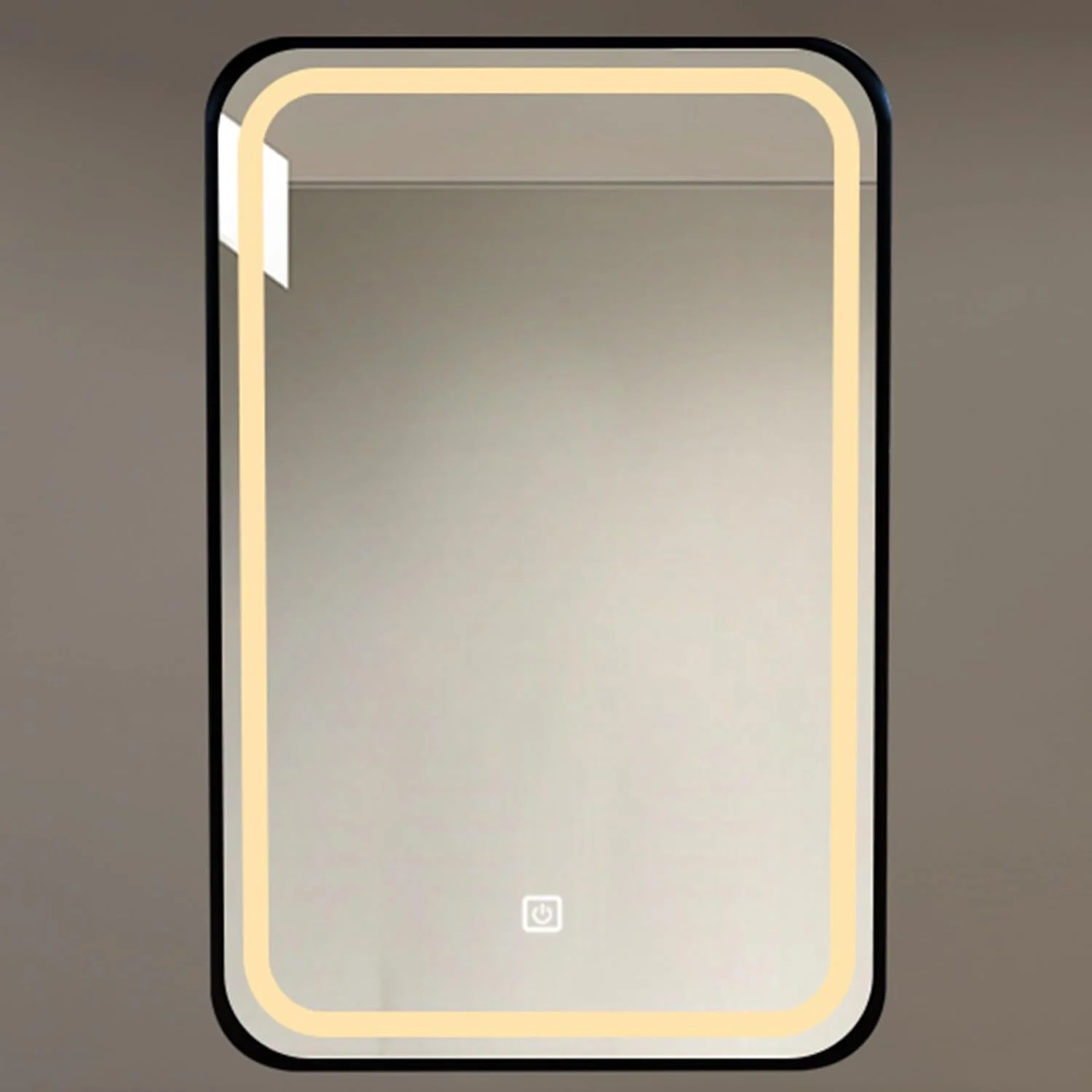 آینه دیواری قاب دار حمام QDDVGTGDS، آینه حمام LED با قاب فلزی، آینه دیواری تزئینی مستطیلی، آینه آرایش با قاب آلیاژ آلومینیوم مشکی، سه رنگ نور