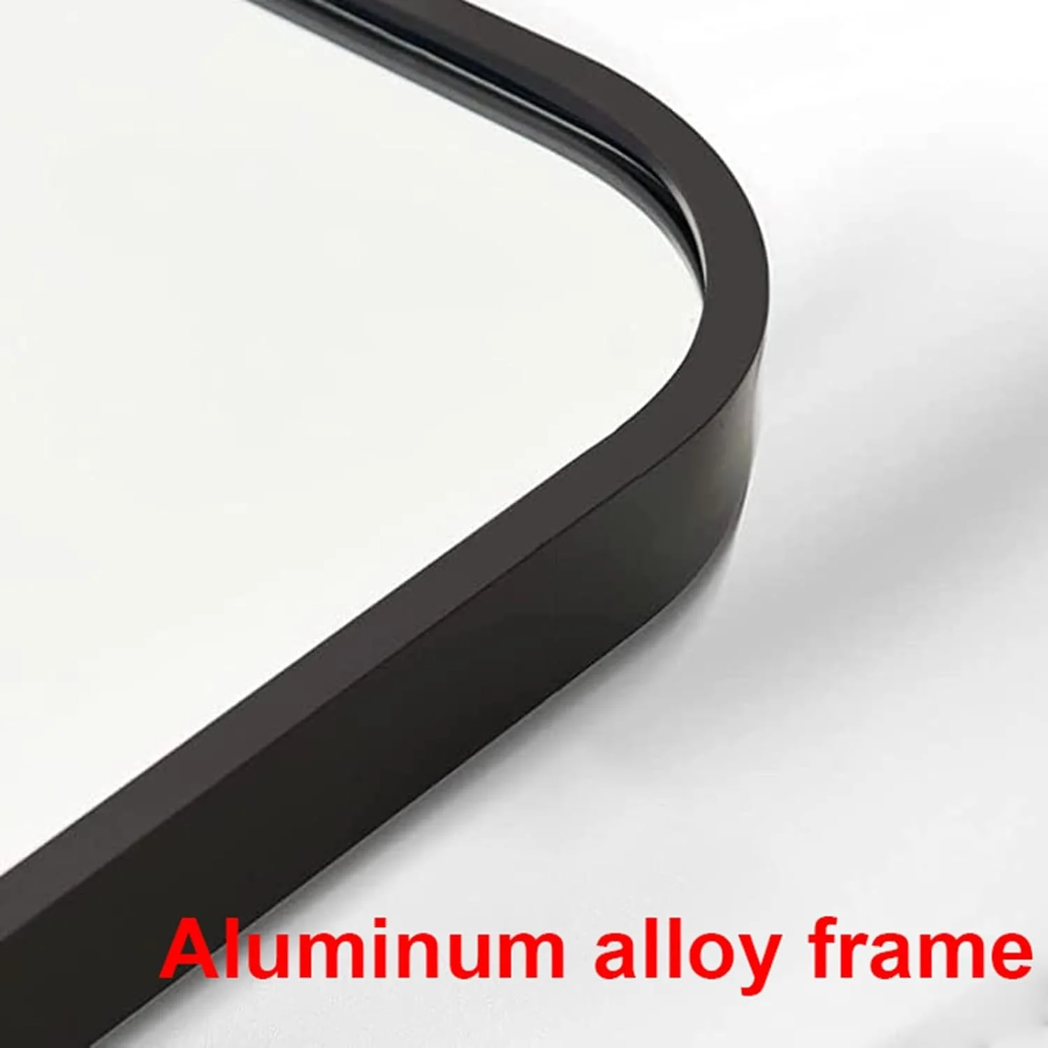 آینه دیواری قاب دار حمام QDDVGTGDS، آینه حمام LED با قاب فلزی، آینه دیواری تزئینی مستطیلی، آینه آرایش با قاب آلیاژ آلومینیوم مشکی، سه رنگ نور