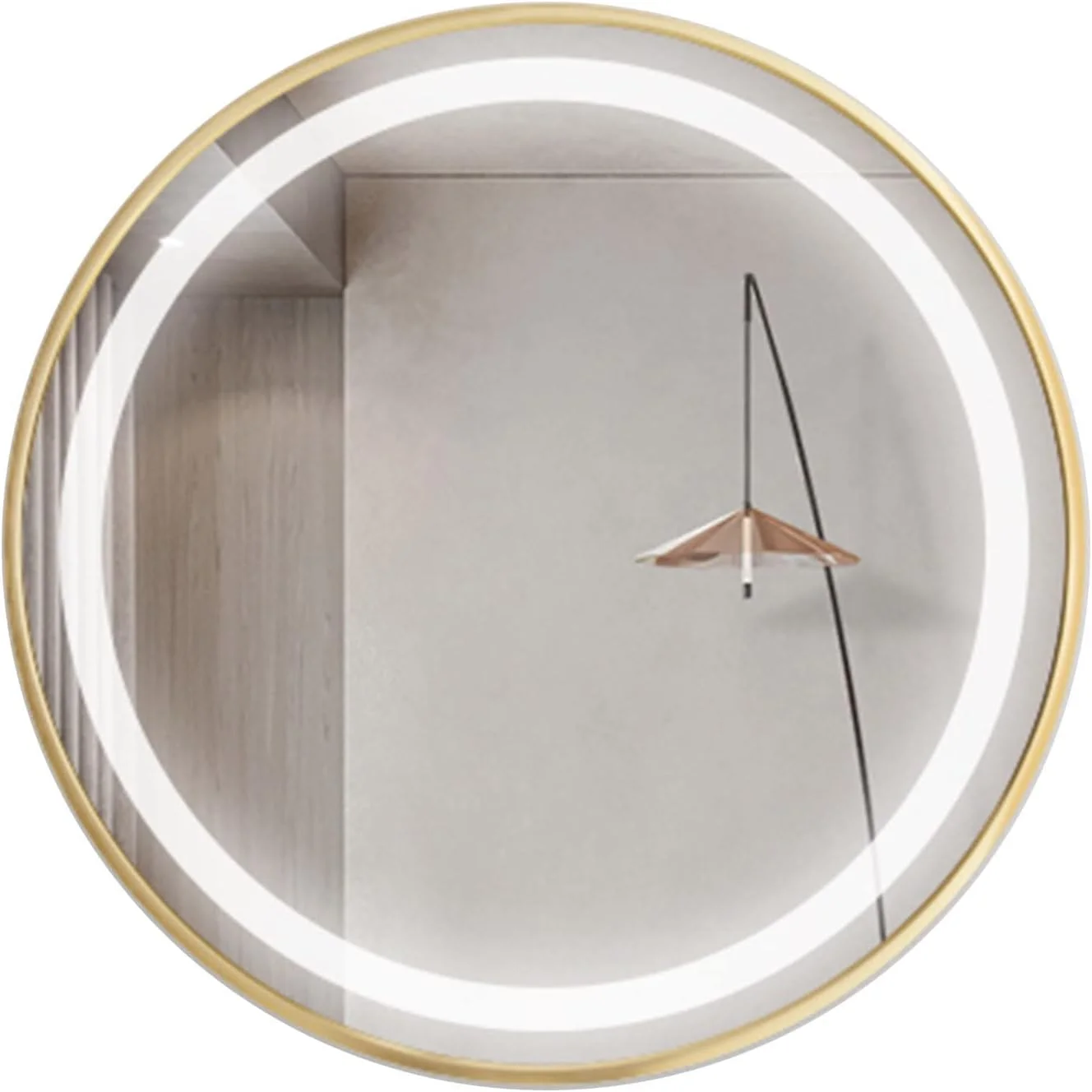 آینه دیواری قاب دار حمام QDDVGTGDS، آینه گرد ال ای دی بدون سوراخ کاری 500x500 میلی متر، آینه روشویی دیواری با قاب طلایی و کنترل لمسی آینه دیواری قاب دار حمام QDDVGTGDS، آینه گرد ال ای دی بدون سوراخ کاری 500x500 میلی متر، آینه روشویی دیواری با قاب طلایی و کنترل لمسی