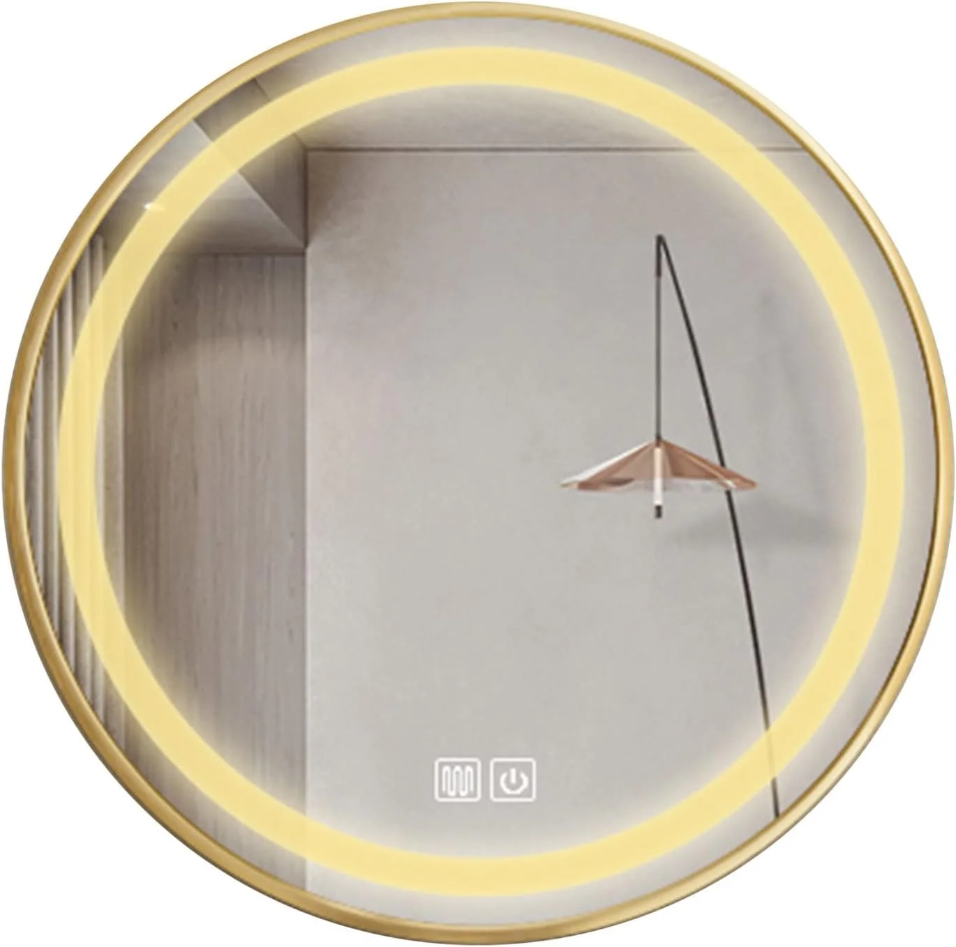 آینه حمام QDDVGTGDS با قاب، آینه دیواری 500x500mm گرد بدون سوراخ کاری با نور LED، آینه روشویی دیواری با قاب طلایی و کنترل لمسی آینه حمام QDDVGTGDS با قاب، آینه دیواری 500x500mm گرد بدون سوراخ کاری با نور LED، آینه روشویی دیواری با قاب طلایی و کنترل لمسی