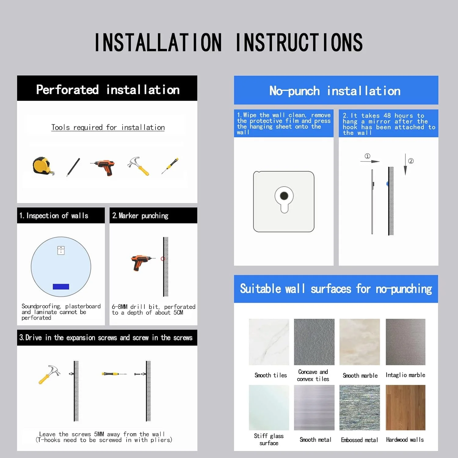 آینه حمام QDDVGTGDS با قاب، آینه دیواری 500x500 میلی متر، آینه حمام گرد LED بدون سوراخ، قاب طلایی با آینه روشویی دیواری دارای کنترل لمسی