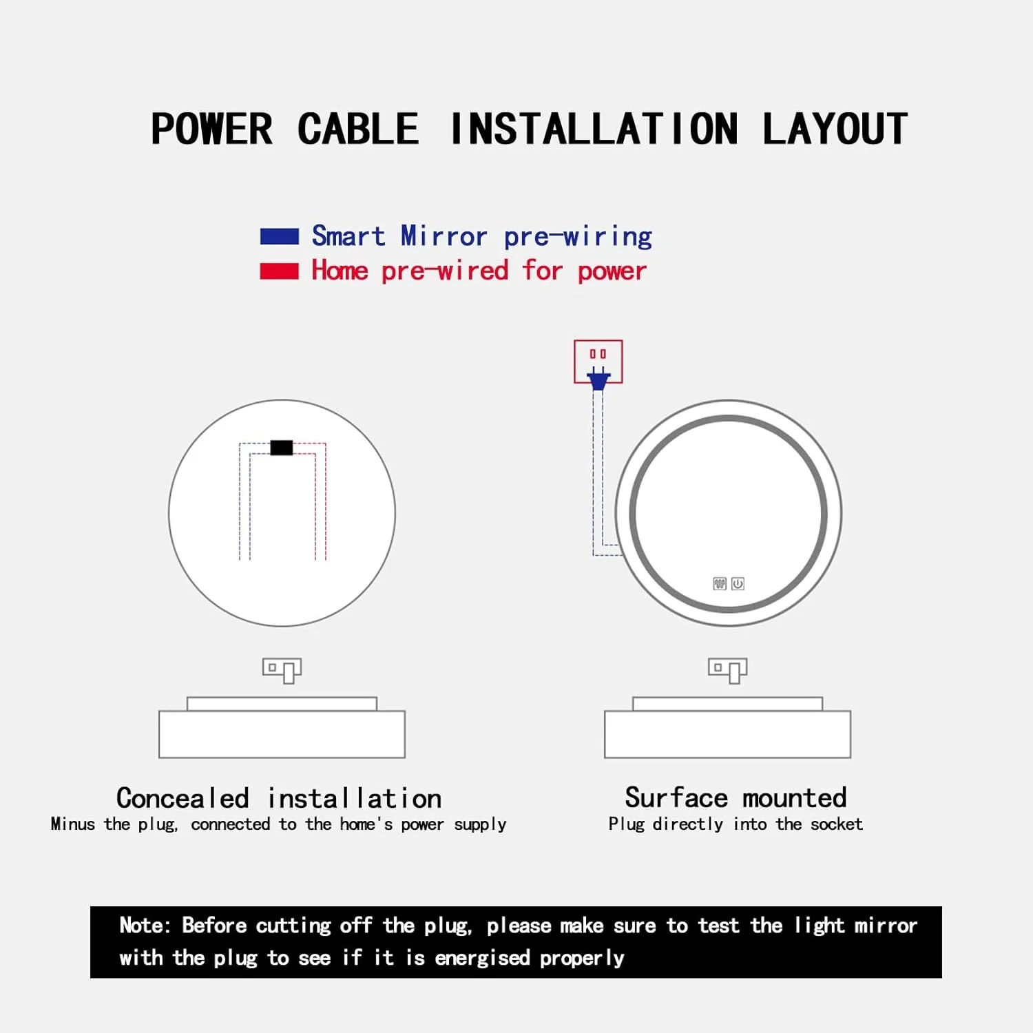 آینه حمام QDDVGTGDS با قاب، آینه دیواری 500x500mm گرد بدون سوراخ کاری با نور LED، آینه روشویی دیواری با قاب طلایی و کنترل لمسی
