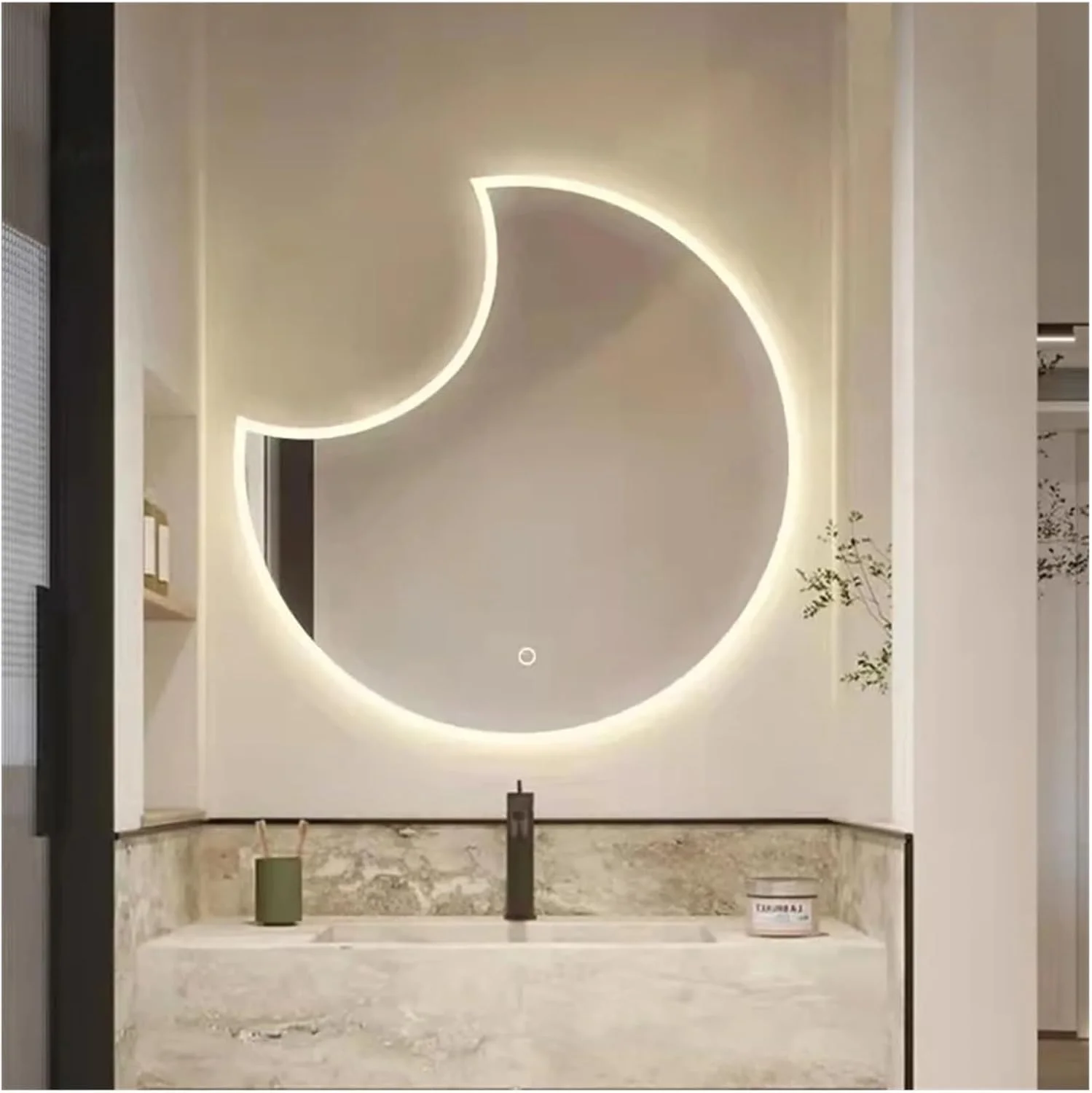 QDDVGTGDS Bathroom Mirror 32 Inch Makeup Bathroom Mirror Led Light Touch Switch Mounted Toilet Smart Mirror Moon Light, Frame Wall Mounted Mirror QDDVGTGDS Bathroom Mirror 32 Inch Makeup Bathroom Mirror Led Light Touch Switch Mounted Toilet Smart Mirror Moon Light, Frame Wall Mounted Mirror