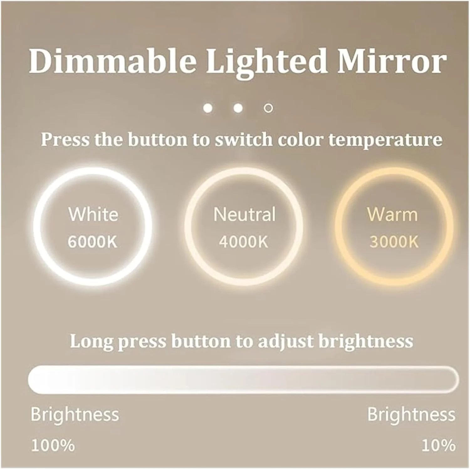 QDDVGTGDS Bathroom Mirror 32 Inch Makeup Bathroom Mirror Led Light Touch Switch Mounted Toilet Smart Mirror Moon Light, Frame Wall Mounted Mirror