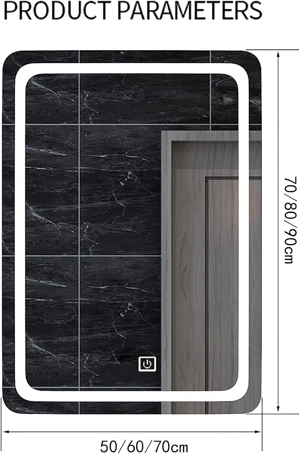 آینه حمام QDDVGTGDS با نورپردازی LED، آینه دیواری با کلید لمسی، آینه نور کم مصرف، سازگار با اتاق رختکن و آینه آرایش اتاق نشیمن