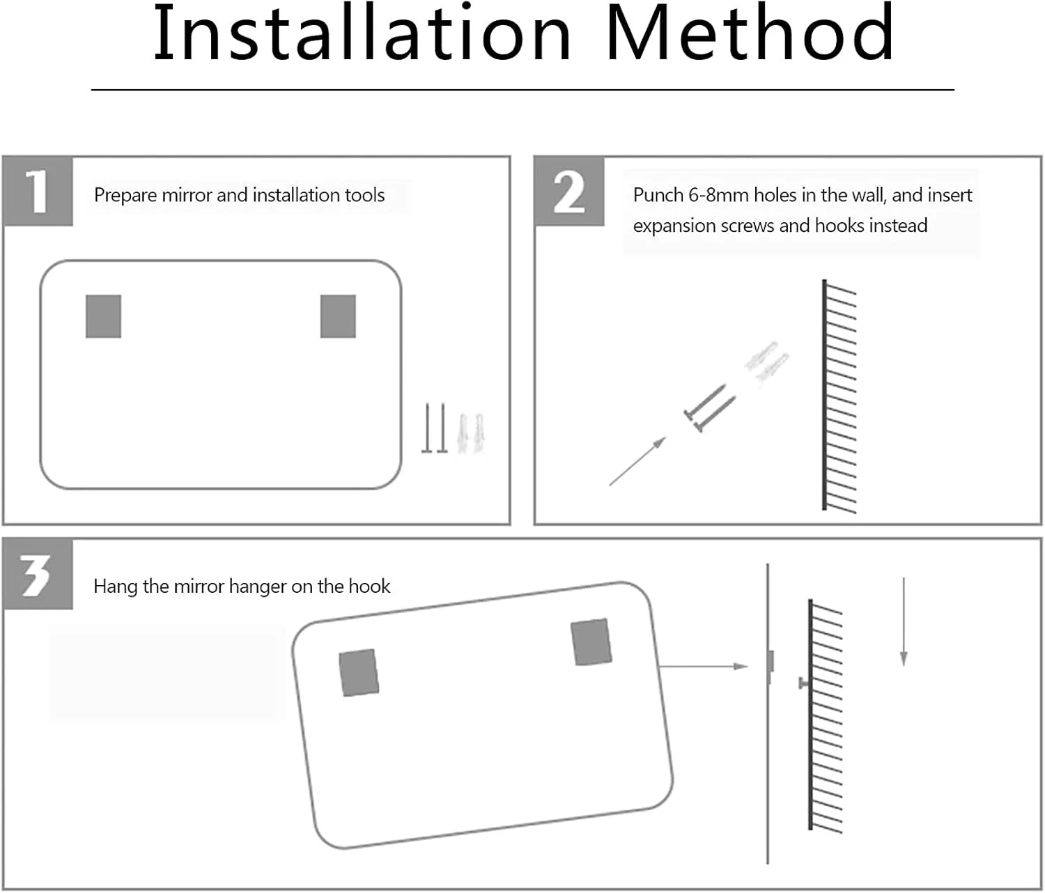 آینه حمام QDDVGTGDS با نورپردازی LED، آینه دیواری با کلید لمسی، آینه نور کم مصرف، سازگار با اتاق رختکن و آینه آرایش اتاق نشیمن