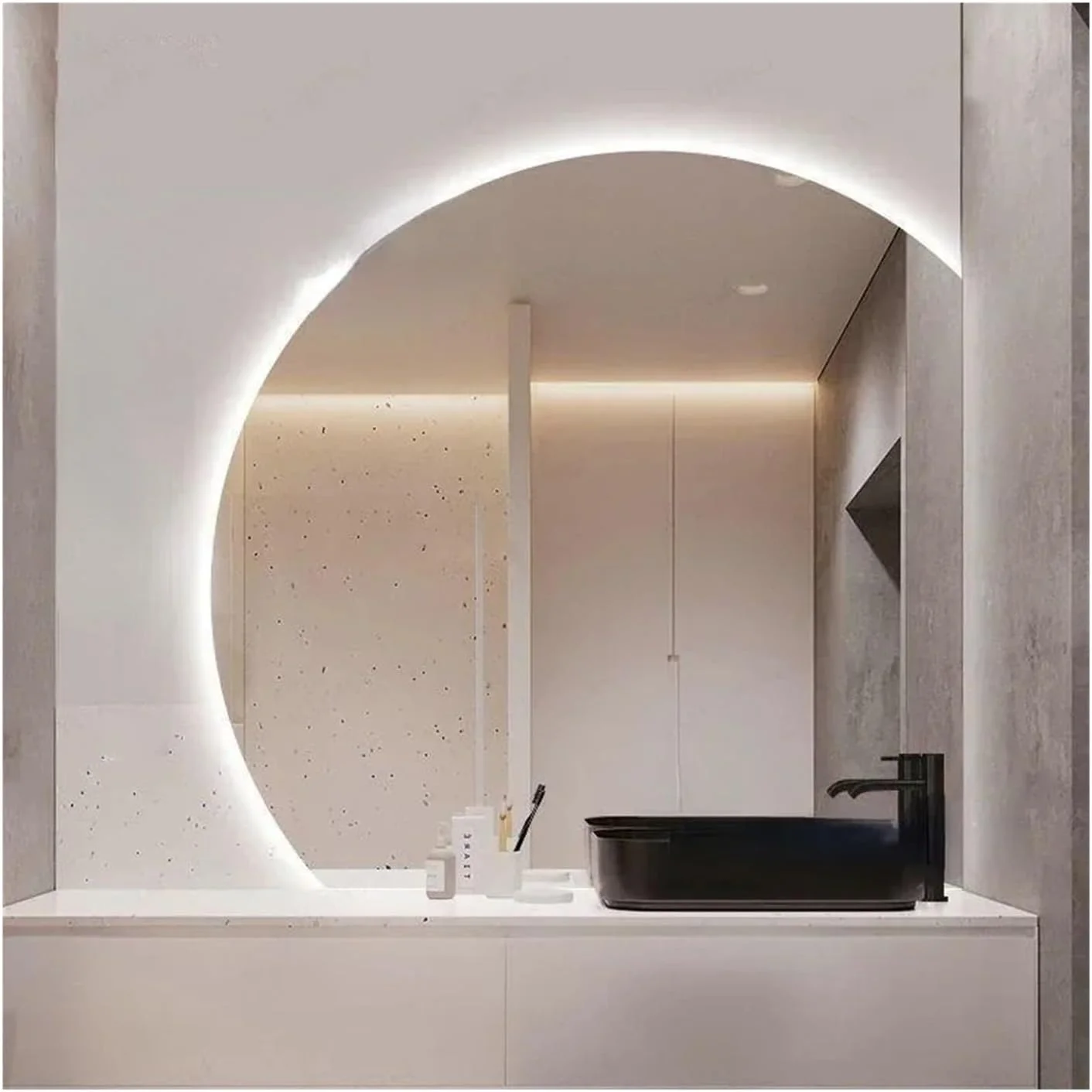 آینه حمام QDDVGTGDS سایز 32 اینچ، آینه نیمه ماه روشن، آینه هوشمند حمام، آینه دیواری مناسب آرایش و اصلاح، آینه بدون قاب آینه حمام QDDVGTGDS سایز 32 اینچ، آینه نیمه ماه روشن، آینه هوشمند حمام، آینه دیواری مناسب آرایش و اصلاح، آینه بدون قاب