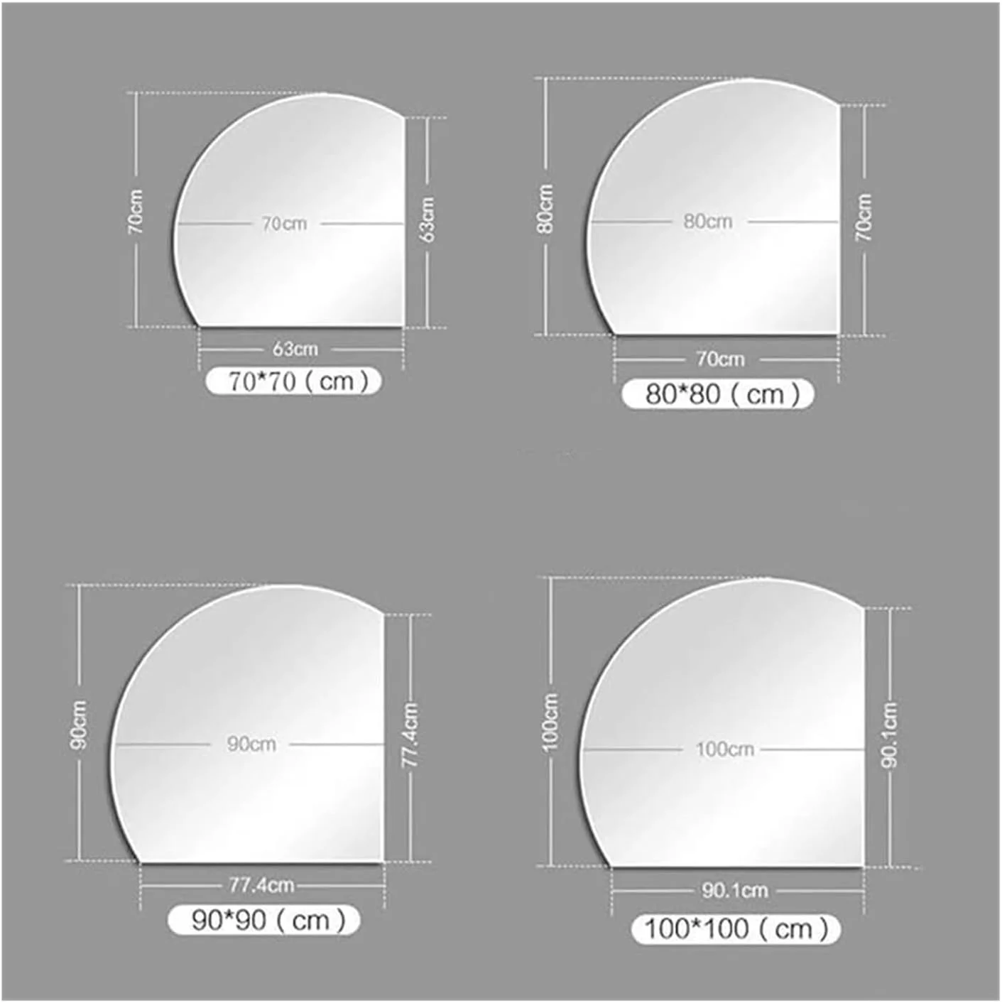 آینه حمام QDDVGTGDS سایز 32 اینچ، آینه نیمه ماه روشن، آینه هوشمند حمام، آینه دیواری مناسب آرایش و اصلاح، آینه بدون قاب