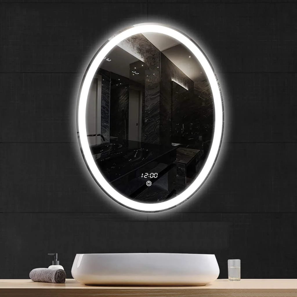 آینه حمام QDDVGTGDS، آینه هوشمند حمام با نور LED گرم و سرد قابل تنظیم و ضد بخار - کلید لمسی بدون قاب بیضی شکل - آینه ضد انفجار دیواری مناسب اتاق خواب آینه حمام QDDVGTGDS، آینه هوشمند حمام با نور LED گرم و سرد قابل تنظیم و ضد بخار - کلید لمسی بدون قاب بیضی شکل - آینه ضد انفجار دیواری مناسب اتاق خواب