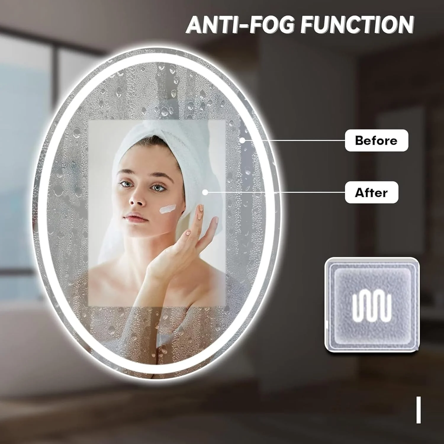 آینه دیواری قاب دار حمام QDDVGTGDS، آینه LED حمام 40X70cm|50X70cm|60X80cm، آینه دیواری بیضی بزرگ، آینه تزئینی مدرن بدون قاب، LED ضد مه و دیمر پذیر آینه دیواری قاب دار حمام QDDVGTGDS، آینه LED حمام 40X70cm|50X70cm|60X80cm، آینه دیواری بیضی بزرگ، آینه تزئینی مدرن بدون قاب، LED ضد مه و دیمر پذیر