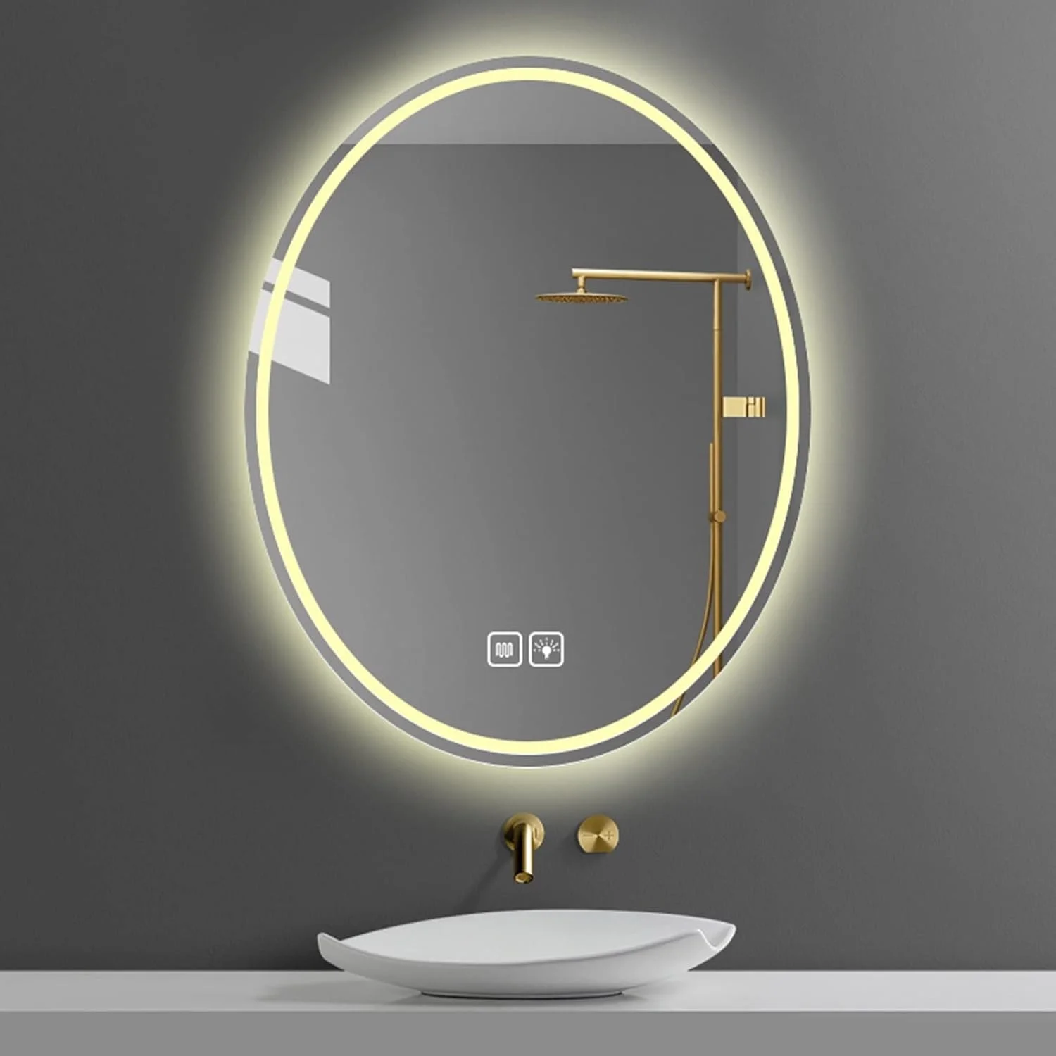 آینه دیواری قاب دار QDDVGTGDS، آینه حمام LED ابعاد 40X70cm|50X70cm|60X80cm، آینه دیواری بزرگ بیضی شکل، آینه تزئینی مدرن بدون قاب، LED ضد مه و دیمر دار آینه دیواری قاب دار QDDVGTGDS، آینه حمام LED ابعاد 40X70cm|50X70cm|60X80cm، آینه دیواری بزرگ بیضی شکل، آینه تزئینی مدرن بدون قاب، LED ضد مه و دیمر دار