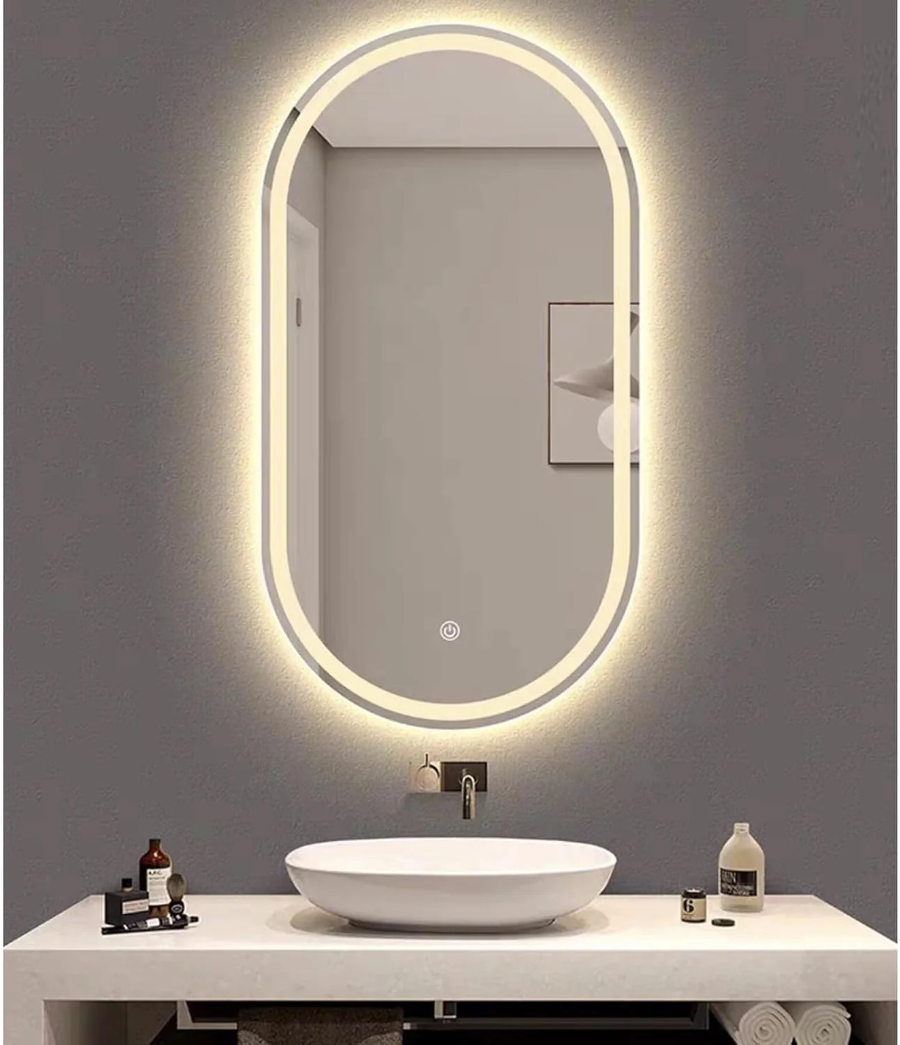 آینه دیواری قاب دار QDDVGTGDS، آینه بیضی شکل حمام با نور LED، آینه دیواری بدون قاب، آینه تزئینی، آینه آرایش هوشمند LED، با قابلیت تنظیم نور بی نهایت، 3 آینه دیواری قاب دار QDDVGTGDS، آینه بیضی شکل حمام با نور LED، آینه دیواری بدون قاب، آینه تزئینی، آینه آرایش هوشمند LED، با قابلیت تنظیم نور بی نهایت، 3