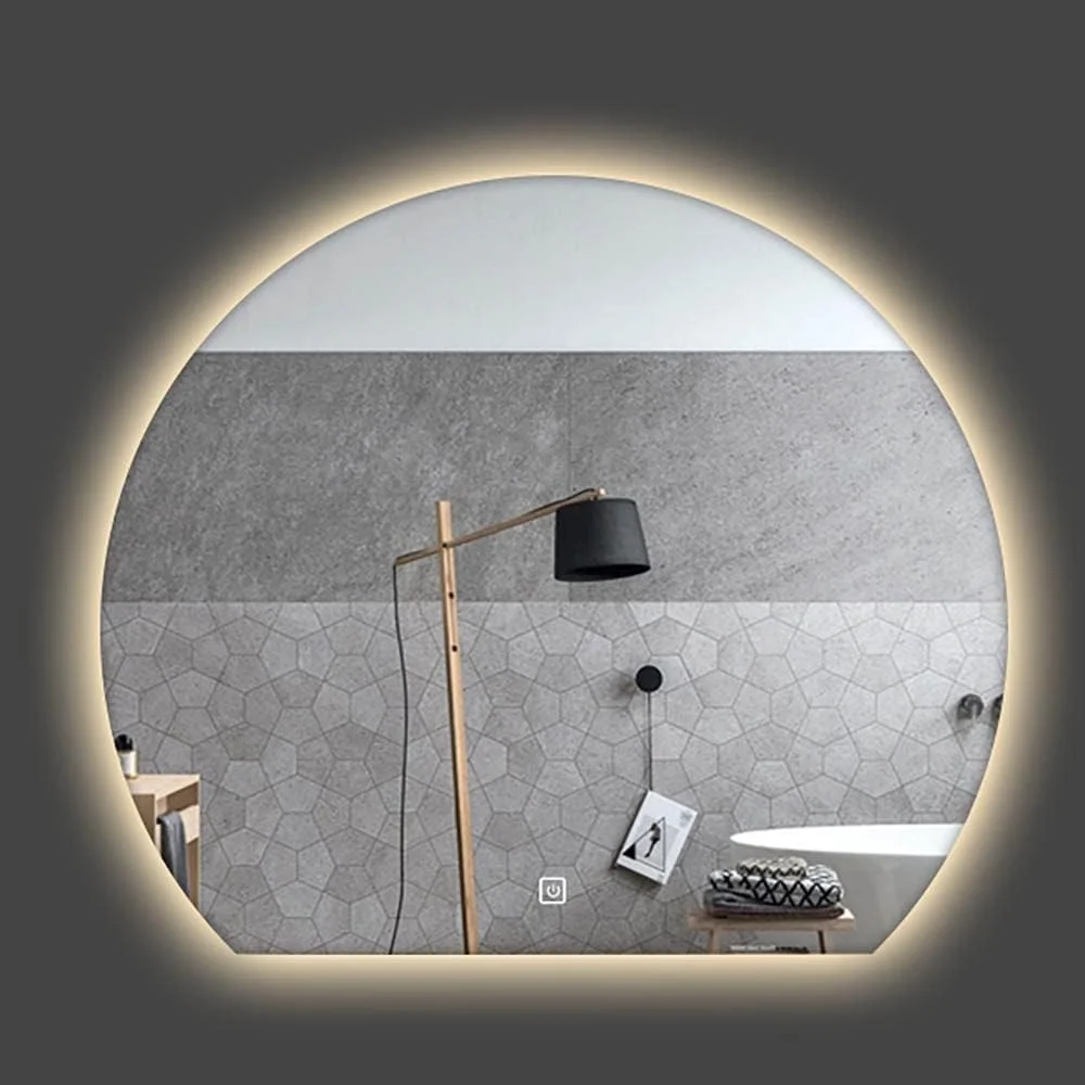 آینه دیواری حمام QDDVGTGDS، آینه هوشمند شیشه ای سکوریت شده، آینه بزرگ حمام با نورهای قابل تنظیم، آینه ضد بخار، بدون قاب