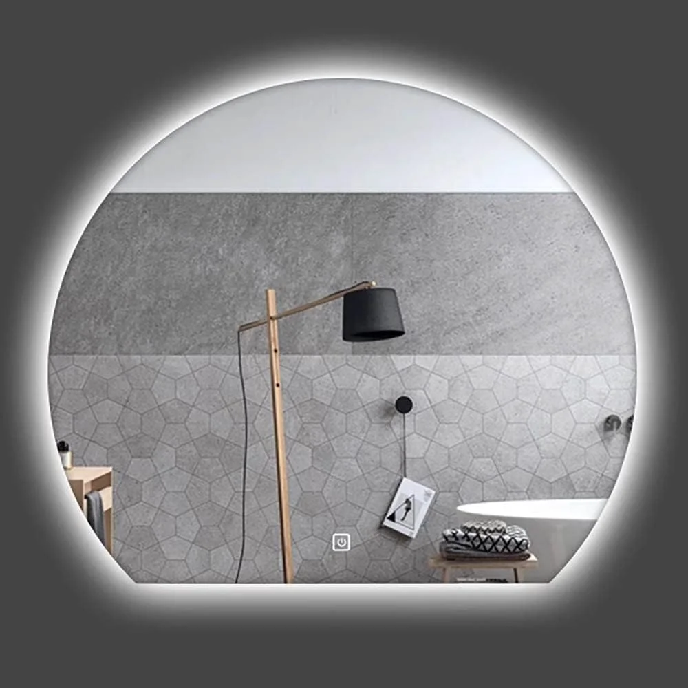 آینه دیواری حمام QDDVGTGDS، آینه هوشمند شیشه ای سکوریت شده مناسب حمام، آینه بزرگ حمام با نور با قابلیت تنظیم روشنایی، آینه ضد بخار، بدون قاب