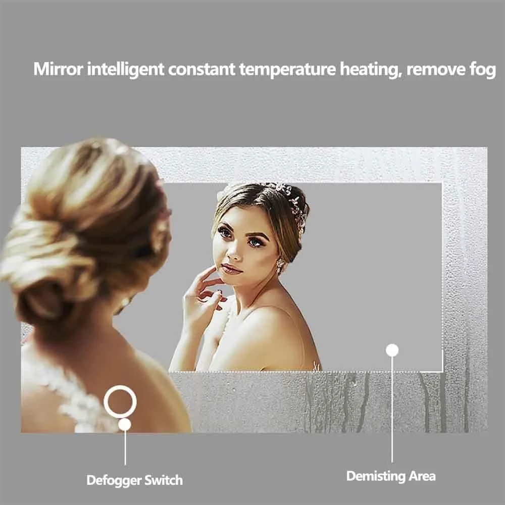 آینه دیواری حمام QDDVGTGDS، مناسب برای حمام، آینه روشویی بزرگ ضد مه، آینه دیواری مدرن بدون قاب تزئینی LED مناسب برای حمام آینه دیواری حمام QDDVGTGDS، مناسب برای حمام، آینه روشویی بزرگ ضد مه، آینه دیواری مدرن بدون قاب تزئینی LED مناسب برای حمام