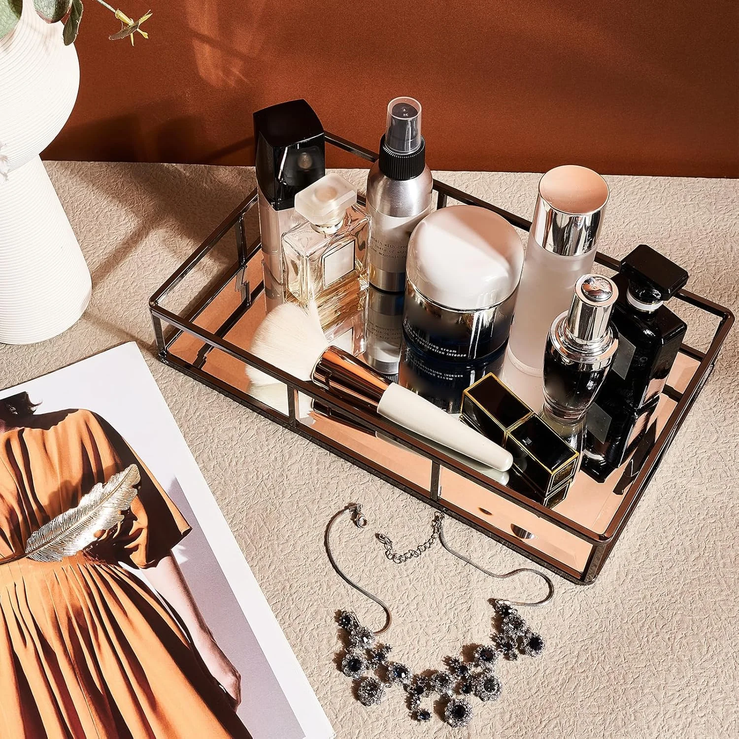 آینه Putwo، مشکی دودی، فلزی، جواهرات، تزئینی، شیشه، سازمان دهنده عطر، سینی های روشویی برای حمام، پیشخوان، 12 در 72 اینچ آینه Putwo، مشکی دودی، فلزی، جواهرات، تزئینی، شیشه، سازمان دهنده عطر، سینی های روشویی برای حمام، پیشخوان، 12 در 72 اینچ