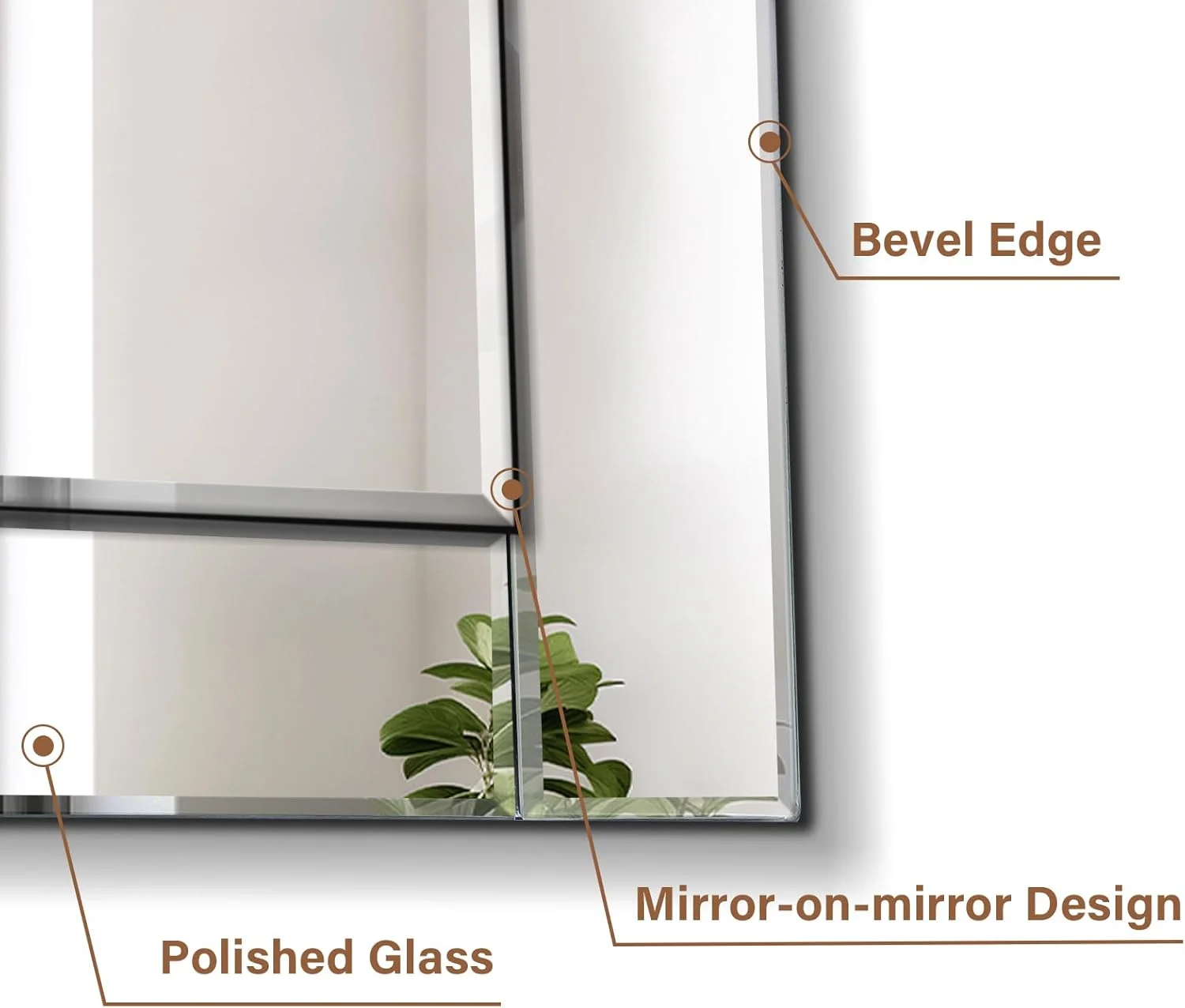 آینه روشویی مستطیلی پرگاسپور سایز 60x80 سانتی متر، آینه دیواری مدرن بدون قاب با لبه تراش خورده، آینه نقره ای مناسب بالای روشویی