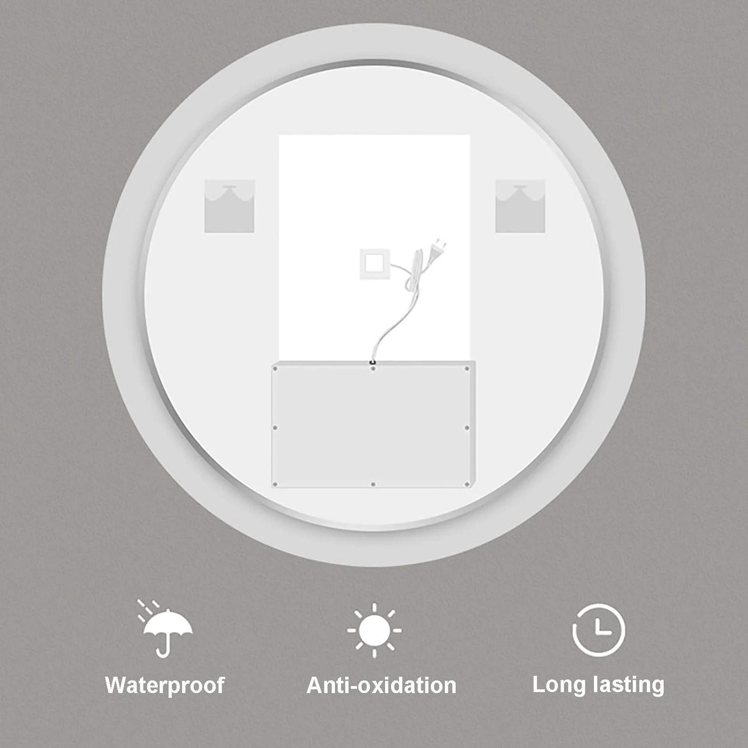 آینه حمام QDDVGTGDS، آینه دیواری LED حمام با لومن بالا + دمای رنگ قابل تنظیم + ضد مه + عملکرد دیمر + ضد آب IP44 آینه حمام QDDVGTGDS، آینه دیواری LED حمام با لومن بالا + دمای رنگ قابل تنظیم + ضد مه + عملکرد دیمر + ضد آب IP44