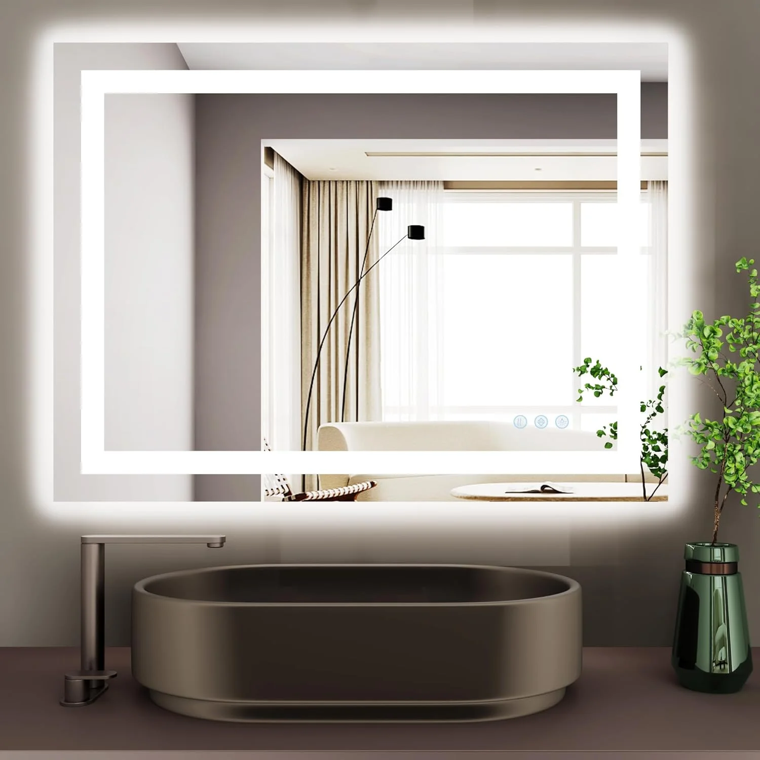 آینه حمام نور پس زمینه Protylctaster، 60x80 سانتی متر، آینه روشویی روشن، ضد مه، آینه ال ای دی، دارای گواهی UL (نور پس زمینه و نور جلو) آینه حمام نور پس زمینه Protylctaster، 60x80 سانتی متر، آینه روشویی روشن، ضد مه، آینه ال ای دی، دارای گواهی UL (نور پس زمینه و نور جلو)