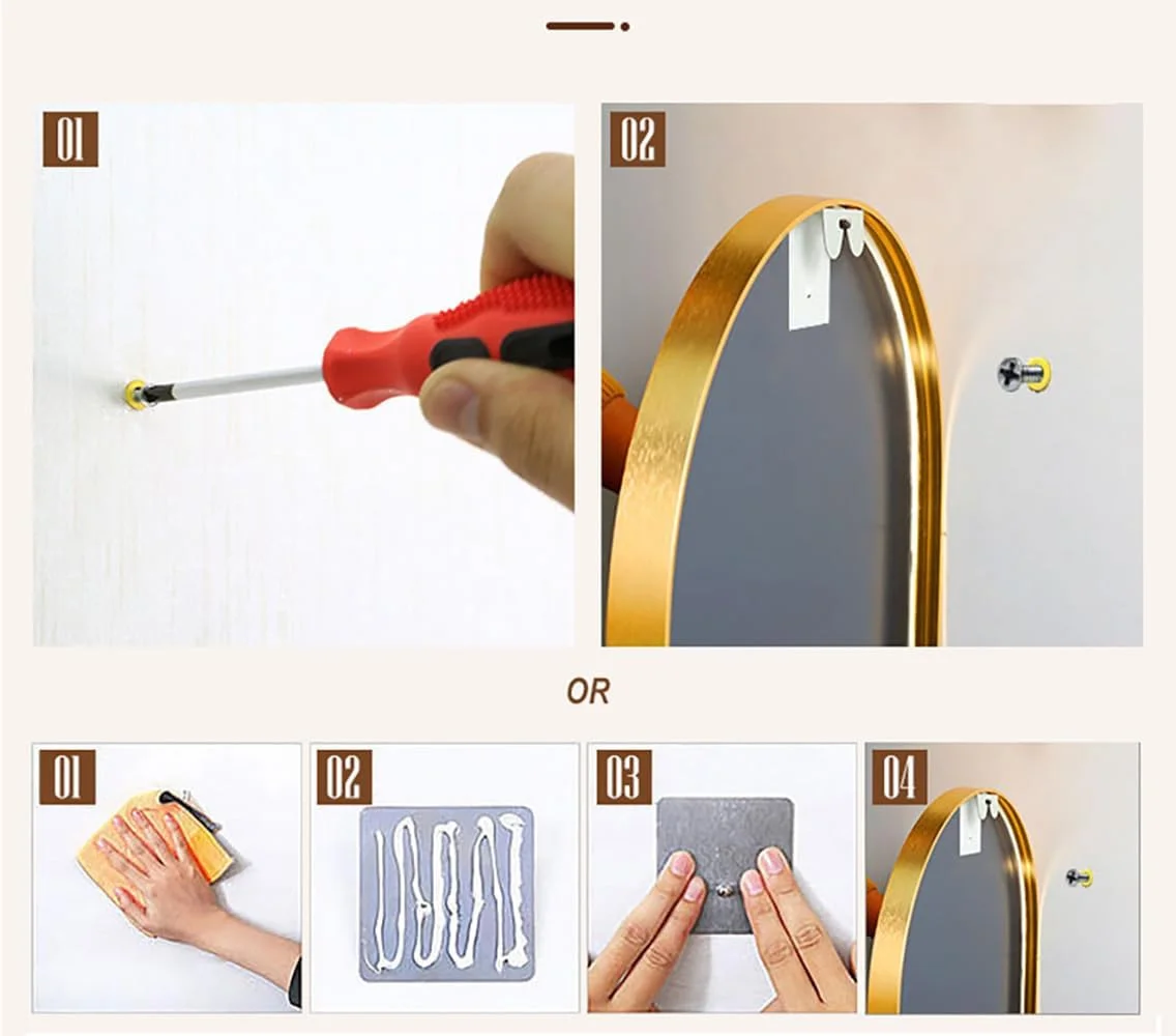 Perforation-Free Morden Wall-Mounted Makeup Mirror for Bathroom, Vanity, and Toilet Use, Elegant, Rose golden (1, Rectangular 40 * 60cm) Perforation-Free Morden Wall-Mounted Makeup Mirror for Bathroom, Vanity, and Toilet Use, Elegant, Rose golden (1, Rectangular 40 * 60cm)