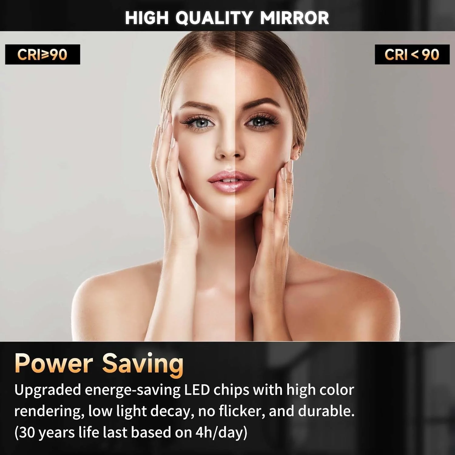 V PARTY LED Bathroom Mirror with Lights 24"x32", Stepless Dimmable Irregular LED Mirror with 3 Colors, Anti-Fog, Shatter-Proof, Memory, Frameless Makeup Mirror for Bathroom