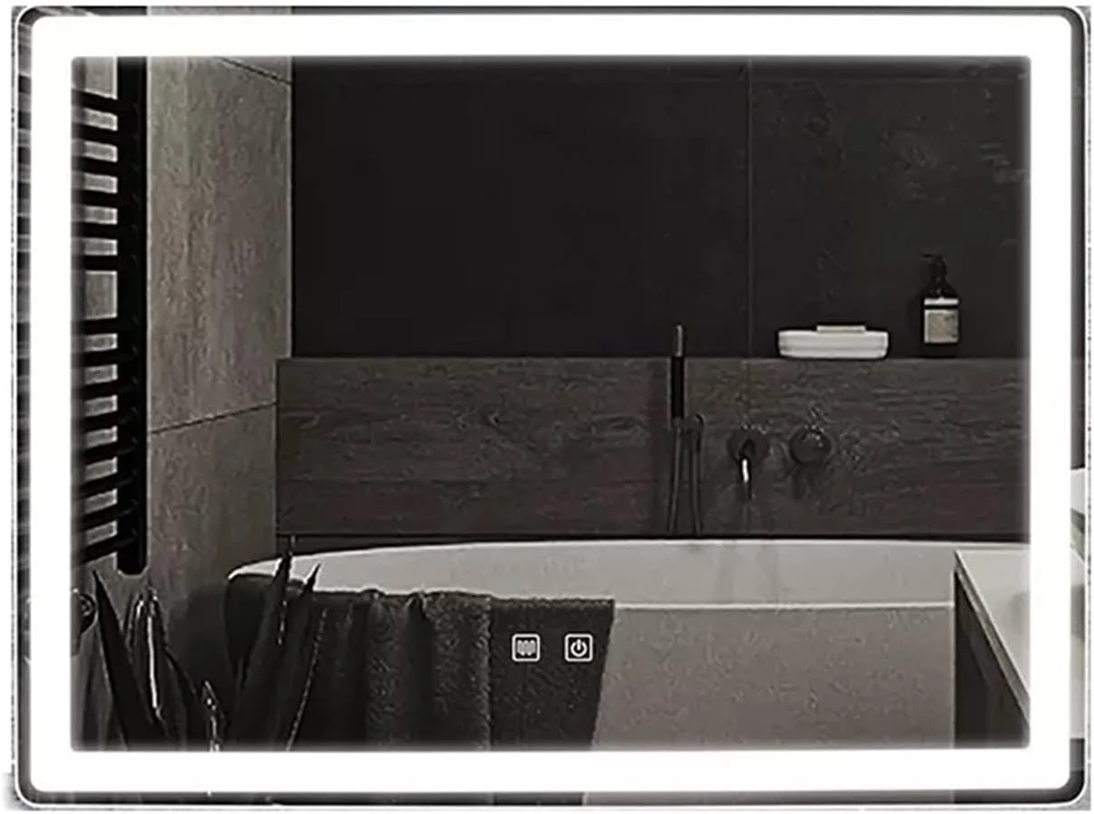 آینه حمام Nyyldr مستطیلی آرایشی آینه حمام بازتابنده سه رنگ با دیمر ضد مه