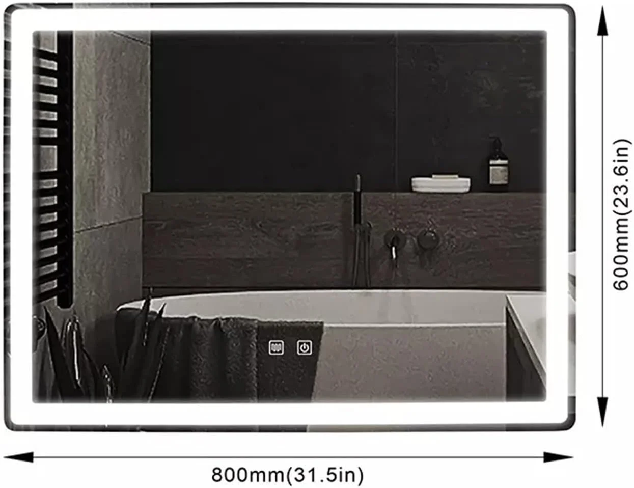 آینه حمام Nyyldr مستطیلی آرایشی آینه حمام بازتابنده سه رنگ با دیمر ضد مه