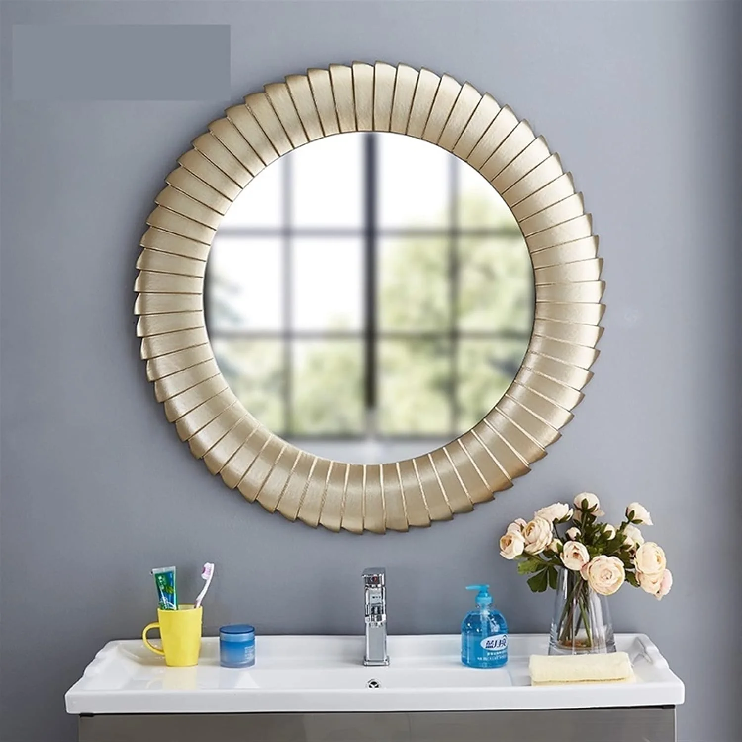 آینه آرایش NNHGBB، آینه گرد حمام، آینه دیواری حمام، آینه ضد بخار، آینه دیواری آویز حمام