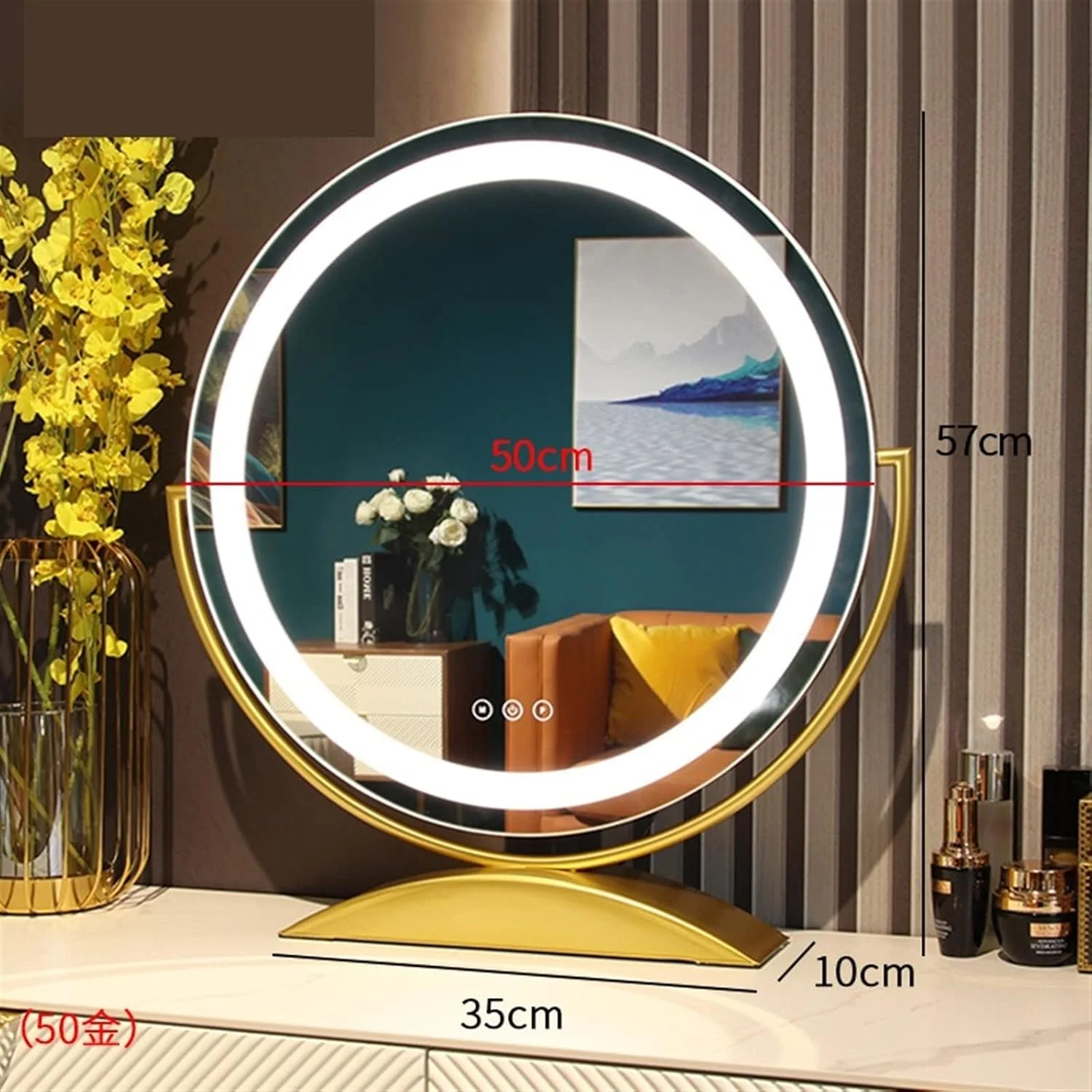 آینه های حمام NNHGBB، آینه های آرایشی گرد، آینه های بزرگ حمام، آینه آرایشی با نور