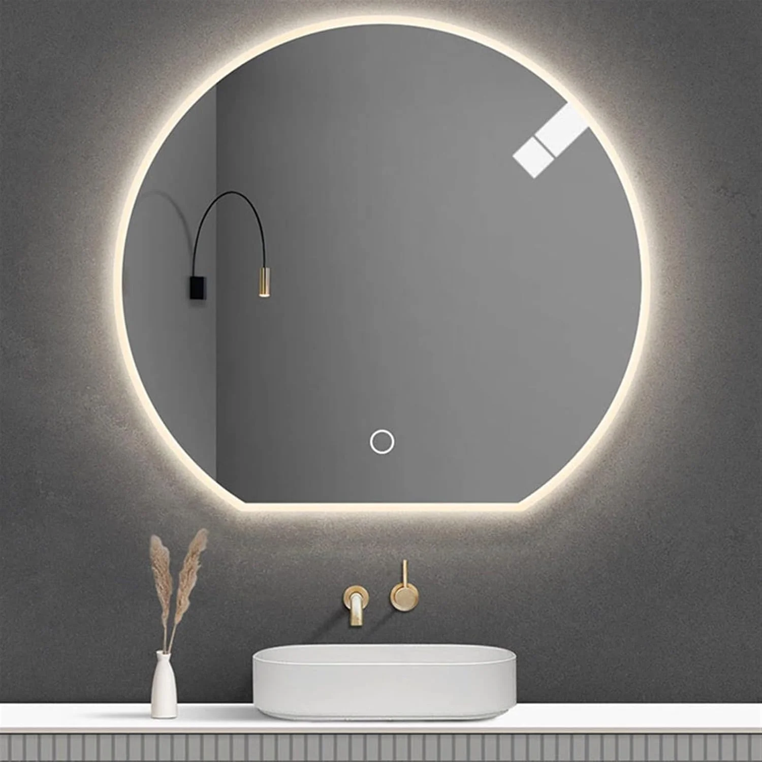 آینه های حمام NNHGBB آینه تزیینی کامل دیواری آینه LED روشنایی حمام با شکل نامنظم آویز زنانه