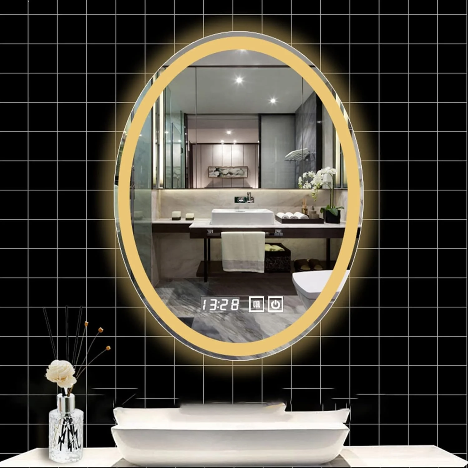 آینه های حمام NNHGBB، آینه حمام دوش، آینه توالت حمام، آرایش، آینه حمام نور، آینه قدی بدون قاب