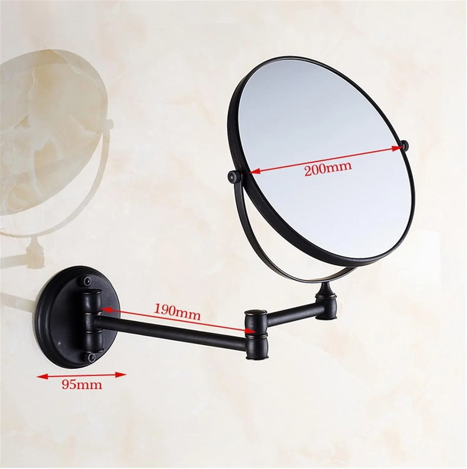 آینه های حمام NNHGBB آینه آرایشی دو طرفه گرد دیواری آینه حمام مشکی