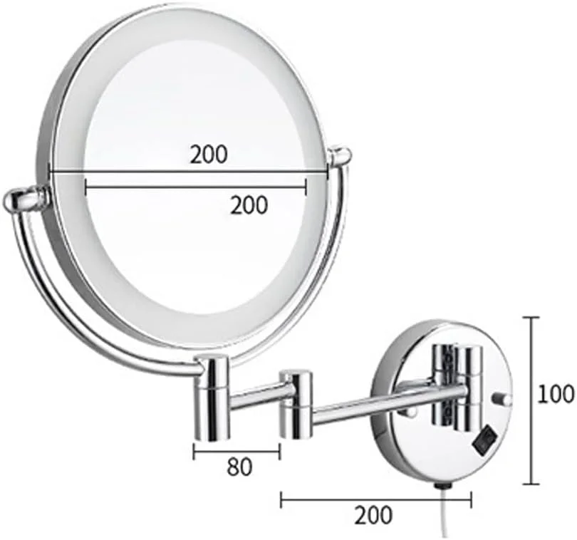 آینه های حمام NNHGBB آینه های دیواری حمام برنجی گرد آینه روشنایی روشن کننده آرایش دیواری