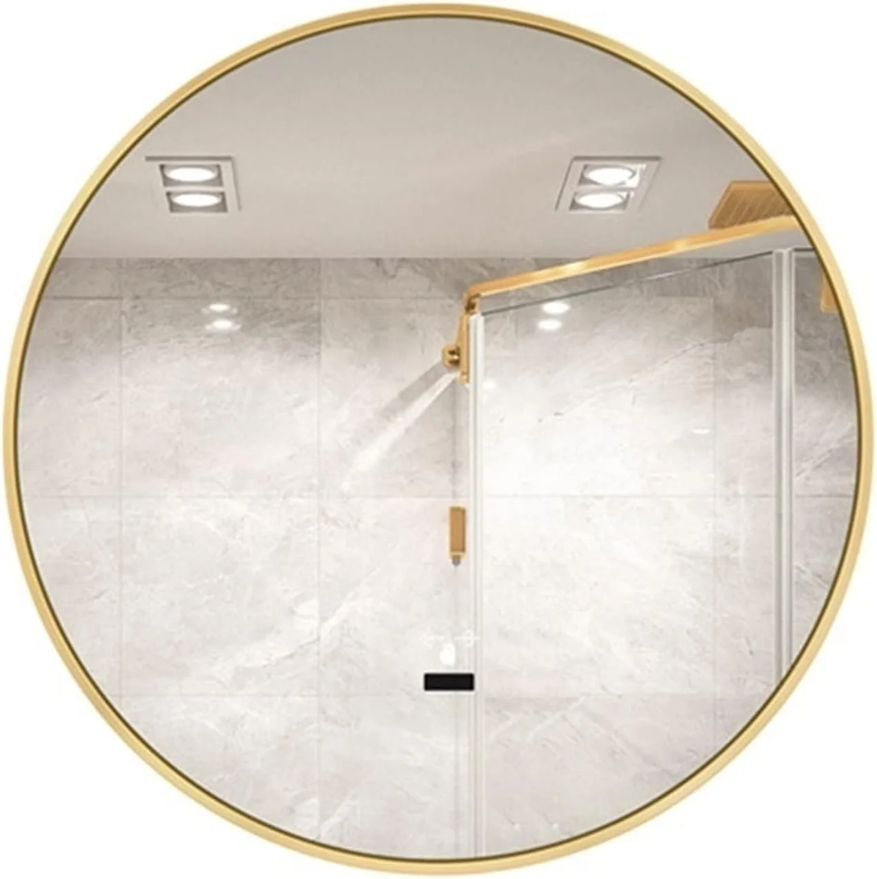 آینه حمام NNHGBB آینه لمسی آویز چراغ های حمام آینه روشویی طلایی بدون بخار گرد