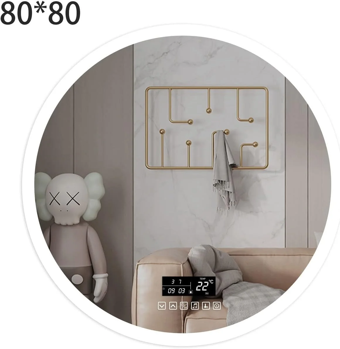 آینه های حمام NNHGBB، آینه های حمام بزرگنمایی با چراغ، آینه دیواری گرد بزرگ، نور پس زمینه روشویی