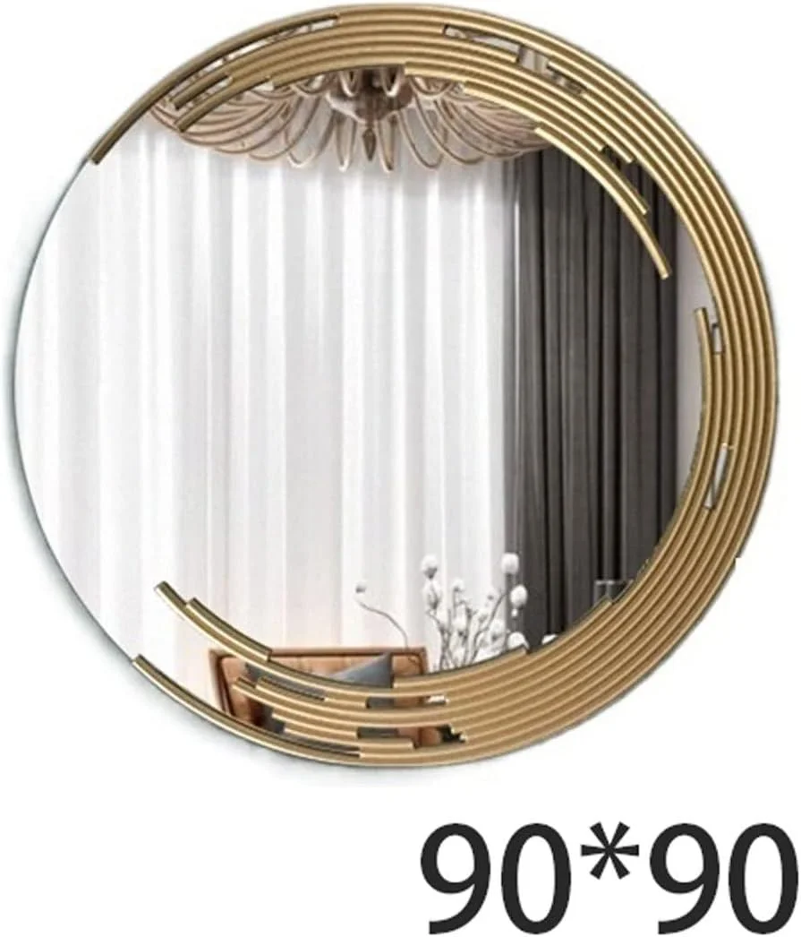 آینه های حمام NNHGBB آینه قدی گرد طلایی آینه آرایشی بزرگ قدی جیبی دیواری تزئینی