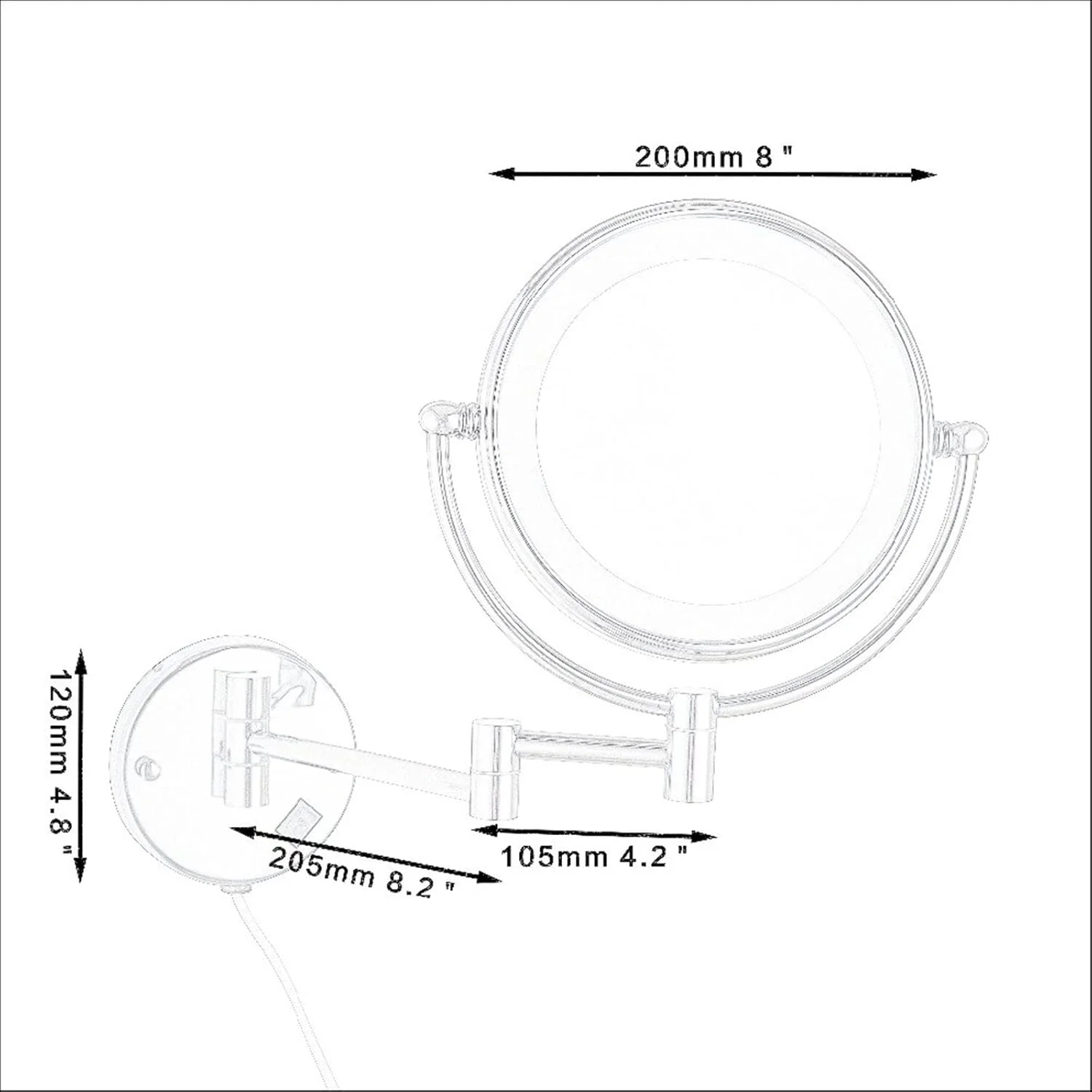 آینه آرایشی LED NNHGBB برای حمام، آینه دیواری بزرگنمایی آرایشی با نور LED، آینه های اصلاح و آرایش حمام