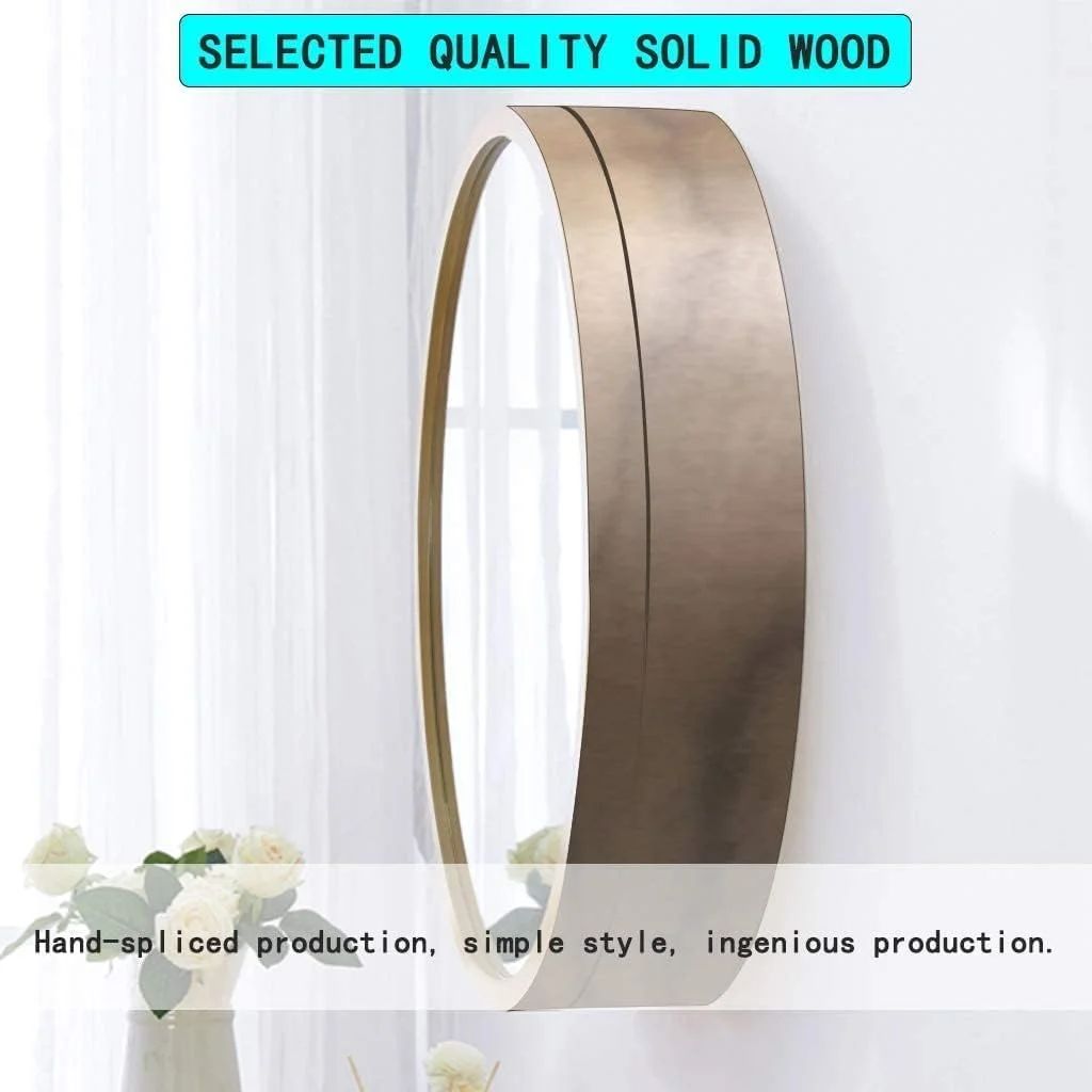 کابینت آینه گرد LED NMNMNM چوبی حمام با نور، کابینت آینه دیواری برای نگهداری لوازم حمام، آینه حمام ضد مه چوب جامد / آینه آرایشی گرد دیواری (چوب 70 سانتی متر) (مشکی 60 سانتی متر)