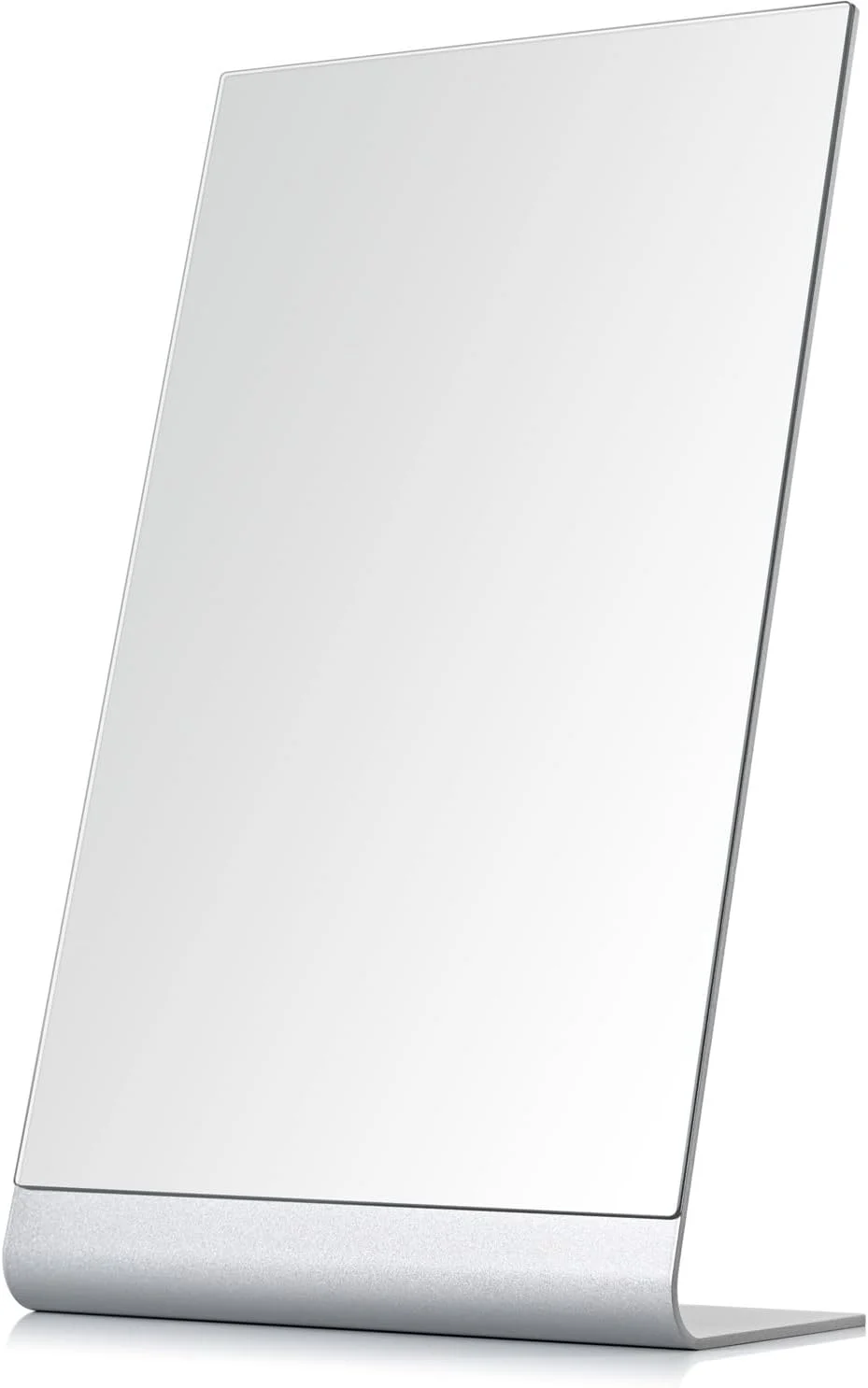 NEZZOE Frameless Makeup Mirror for Desk, 15 Inch Aluminum Standing Table Mirror, Large Counter Top Mirror