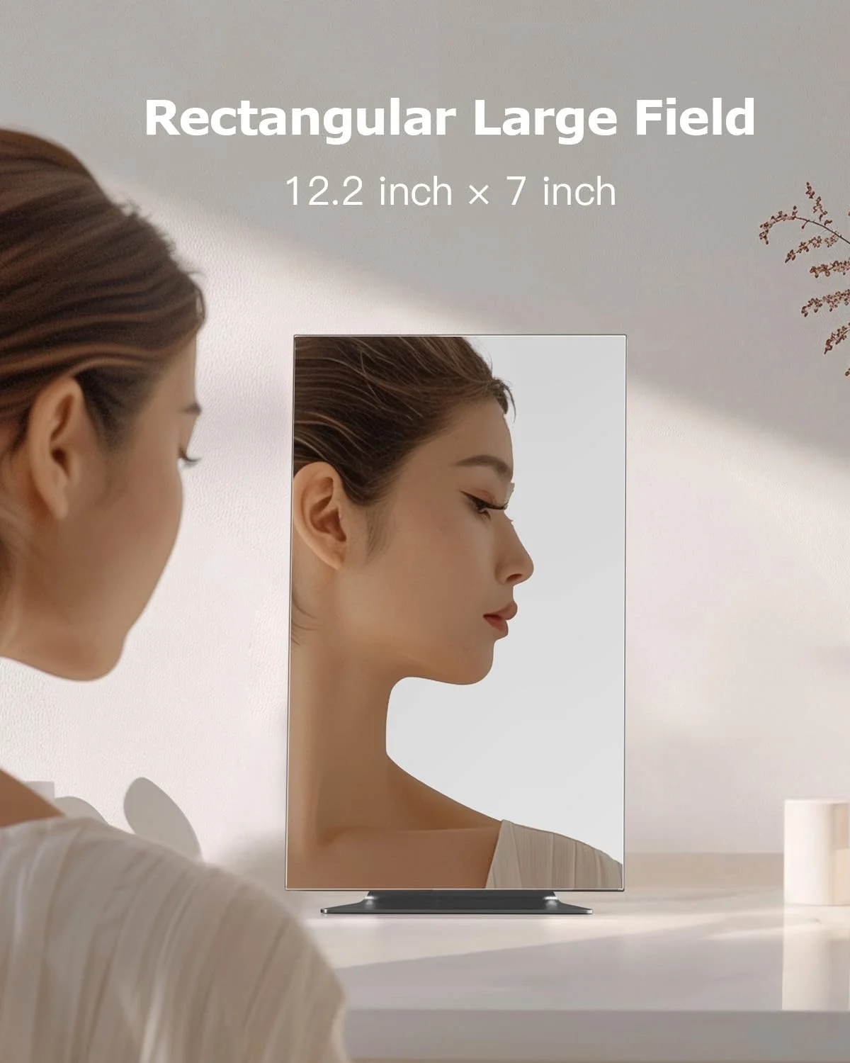 آینه آرایشی مستطیلی NEZZOE، آینه رومیزی فلزی مشکی 30x17 سانتی متر، آینه روشویی برای میز، حمام، خوابگاه آینه آرایشی مستطیلی NEZZOE، آینه رومیزی فلزی مشکی 30x17 سانتی متر، آینه روشویی برای میز، حمام، خوابگاه