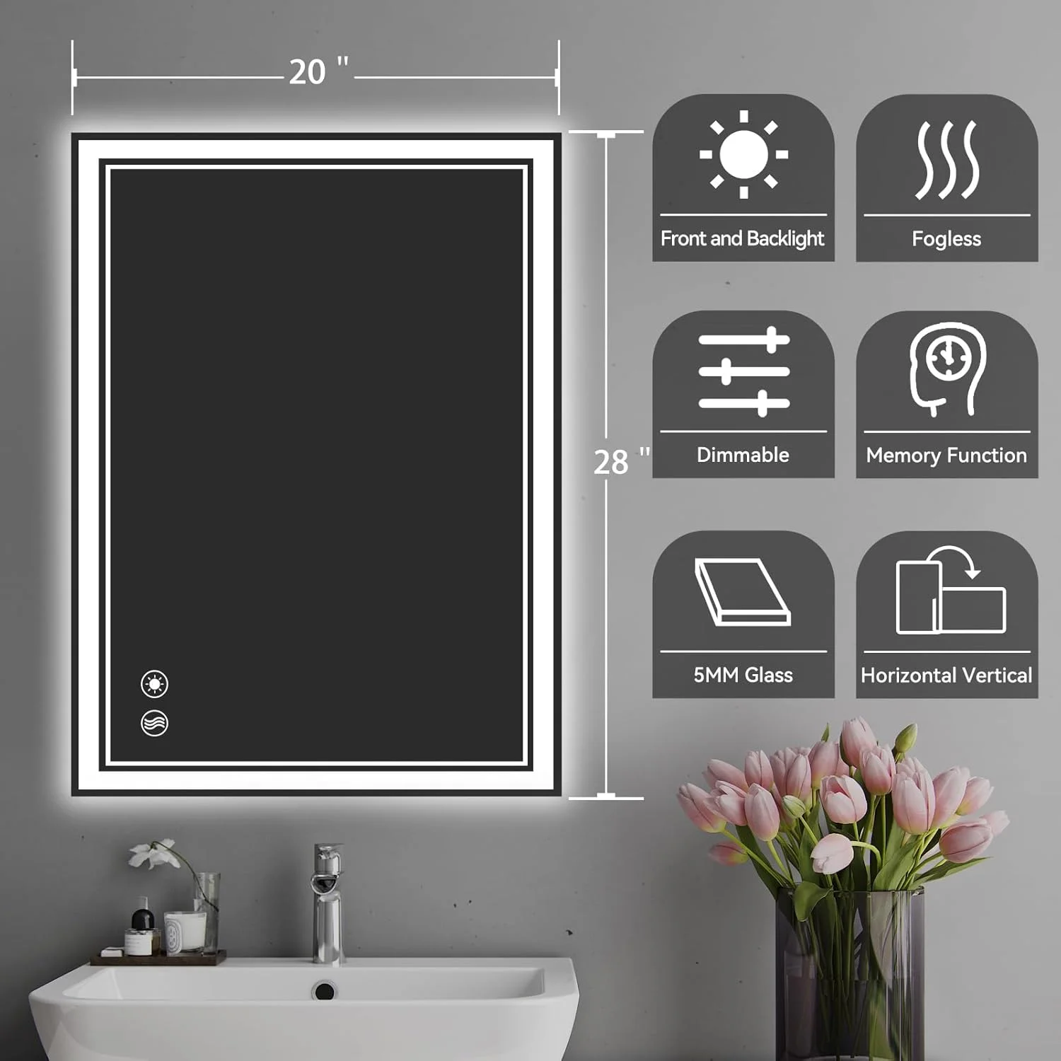 آینه حمام ال ای دی NESDCC با ابعاد 50 در 70 سانتی متر آینه حمام ال ای دی NESDCC با ابعاد 50 در 70 سانتی متر