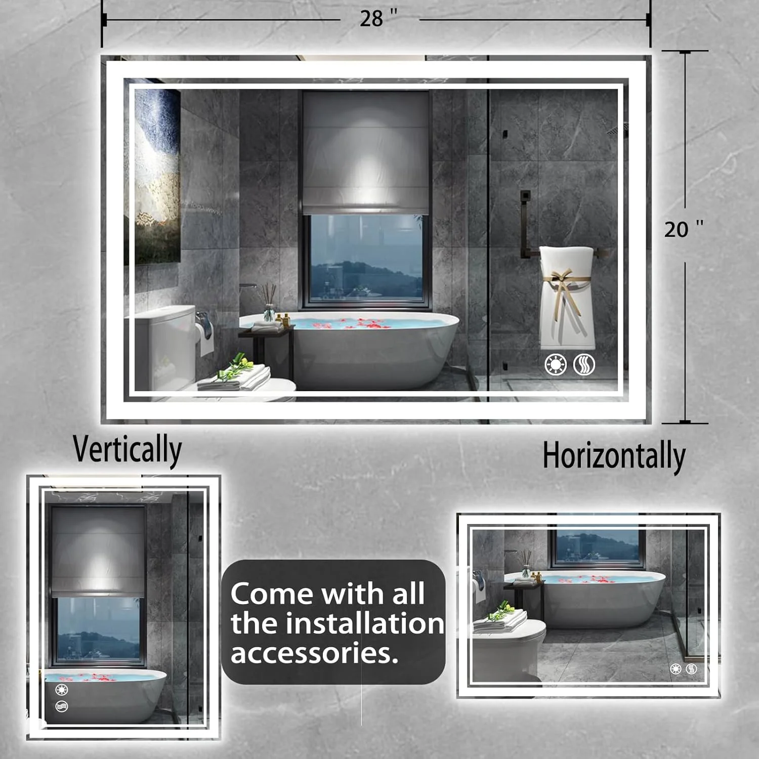 آینه حمام ال ای دی NESDCC با ابعاد 50 در 70 سانتی متر آینه حمام ال ای دی NESDCC با ابعاد 50 در 70 سانتی متر