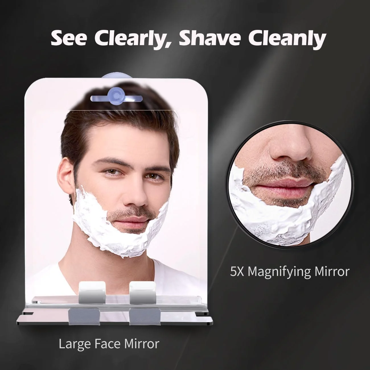 آینه حمام ضد بخار NALACAL با نگهدارنده تیغ: ضد شکستن، پایه مکنده قابل جابجایی، آینه حمام ضد مه بدون نیاز به سوراخکاری برای اصلاح - بادوام و نصب آسان برای اصلاحی واضح در هر بار