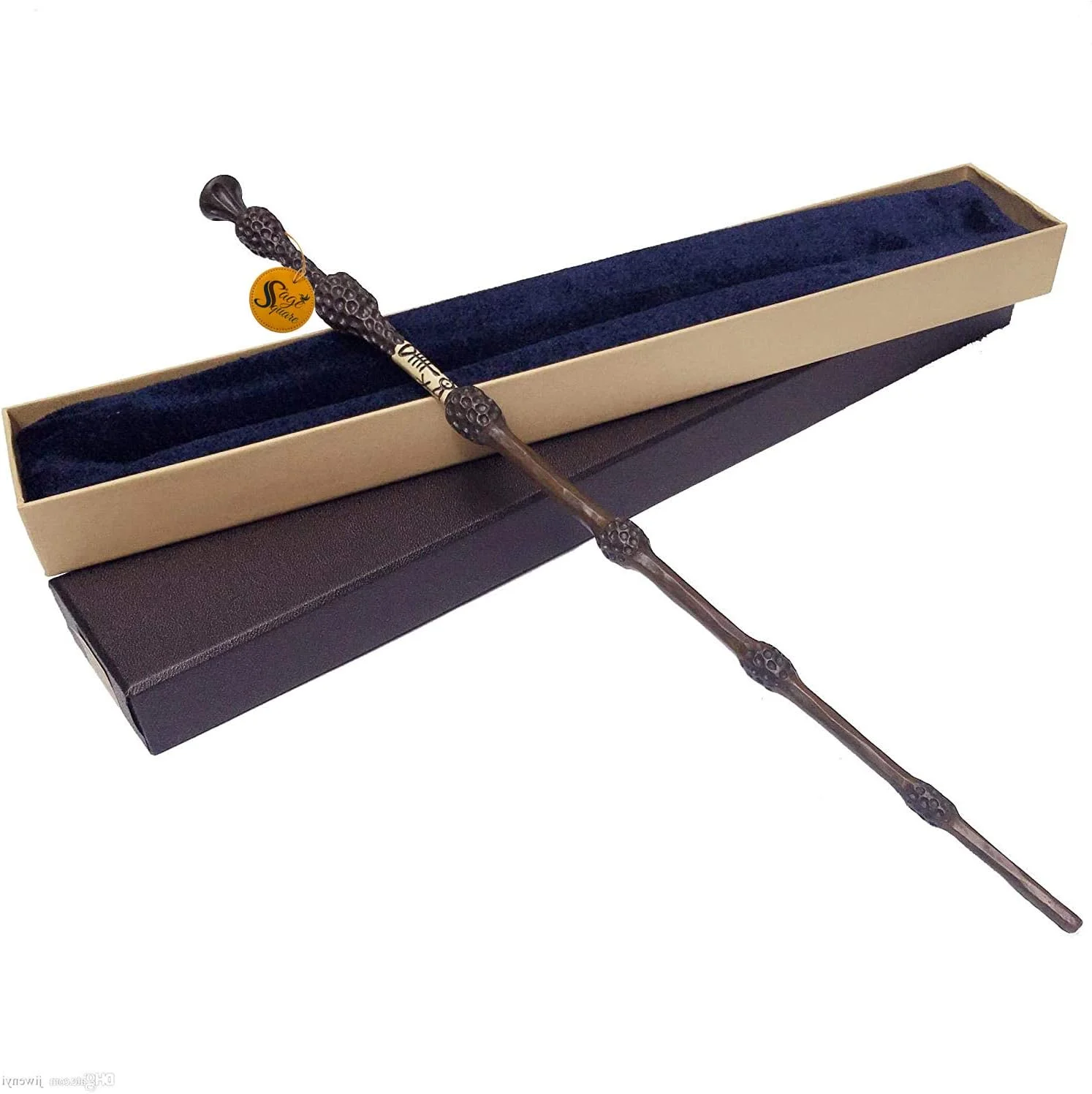 چوب دستی جادویی پروفسور دامبلدور Sage Square با هسته فلزی کلاسیک دست ساز، چوب کلکسیونی جادوگر، لوازم جانبی Cosplay (طول 40 سانتی متر)