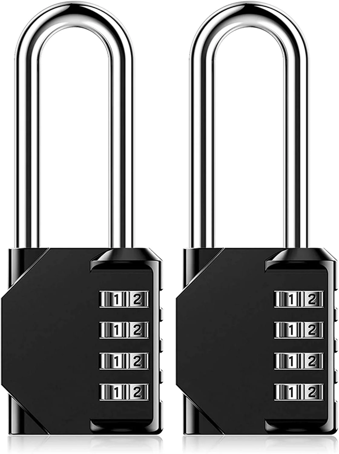 قفل رمزدار ترکیبی سنگین دلفینو - قفل ضد آب، قفل قابل تنظیم مجدد، قفل ترکیبی آلیاژ روی 4 رقمی با حلقه بلند 2.5 اینچی برای سوله، حصار، دروازه، مدرسه، باشگاه، جعبه ابزار - بسته 2 عددی