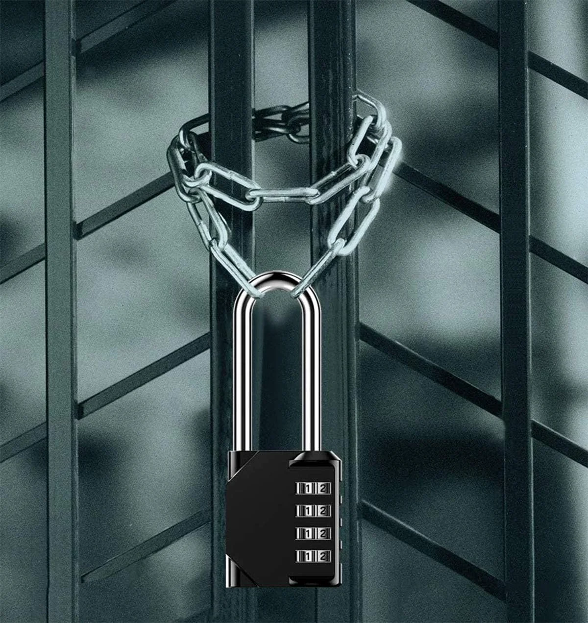 قفل رمزدار ترکیبی سنگین دلفینو - قفل ضد آب، قفل قابل تنظیم مجدد، قفل ترکیبی آلیاژ روی 4 رقمی با حلقه بلند 2.5 اینچی برای سوله، حصار، دروازه، مدرسه، باشگاه، جعبه ابزار - بسته 2 عددی